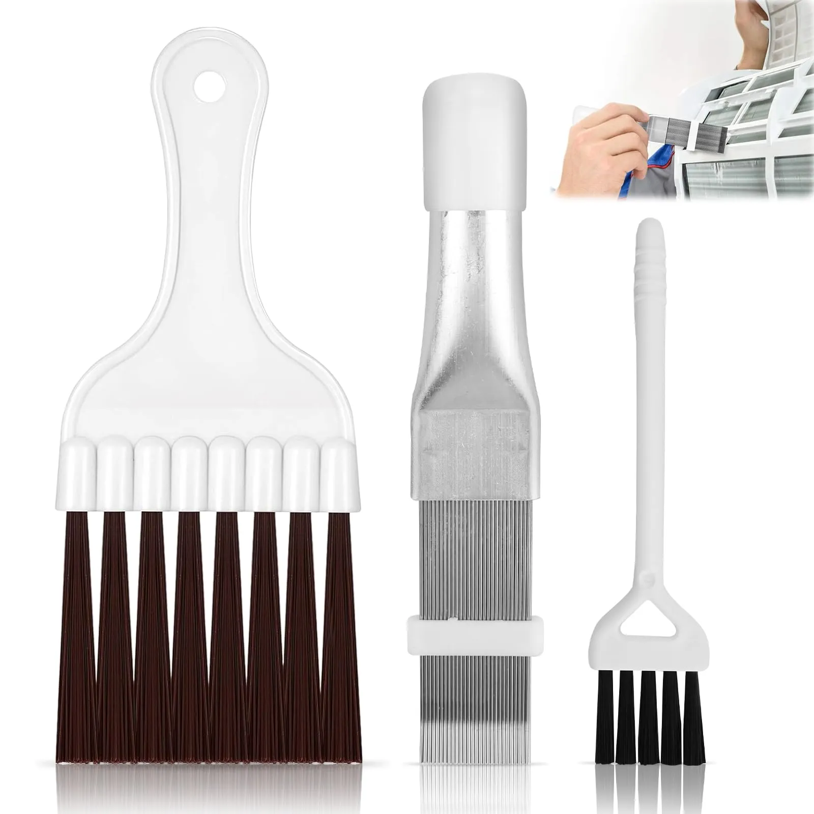 FSWWSF Kit Pulizia Asciugatrice 3 Pezzi Spazzola Per Asciugatrice Spazzola Pulizia Alette Condensatore Pulitore Per Pinne Spazzola Per Condizionatore D'Aria Per Condizionamento, Frigoriferi,Ecc