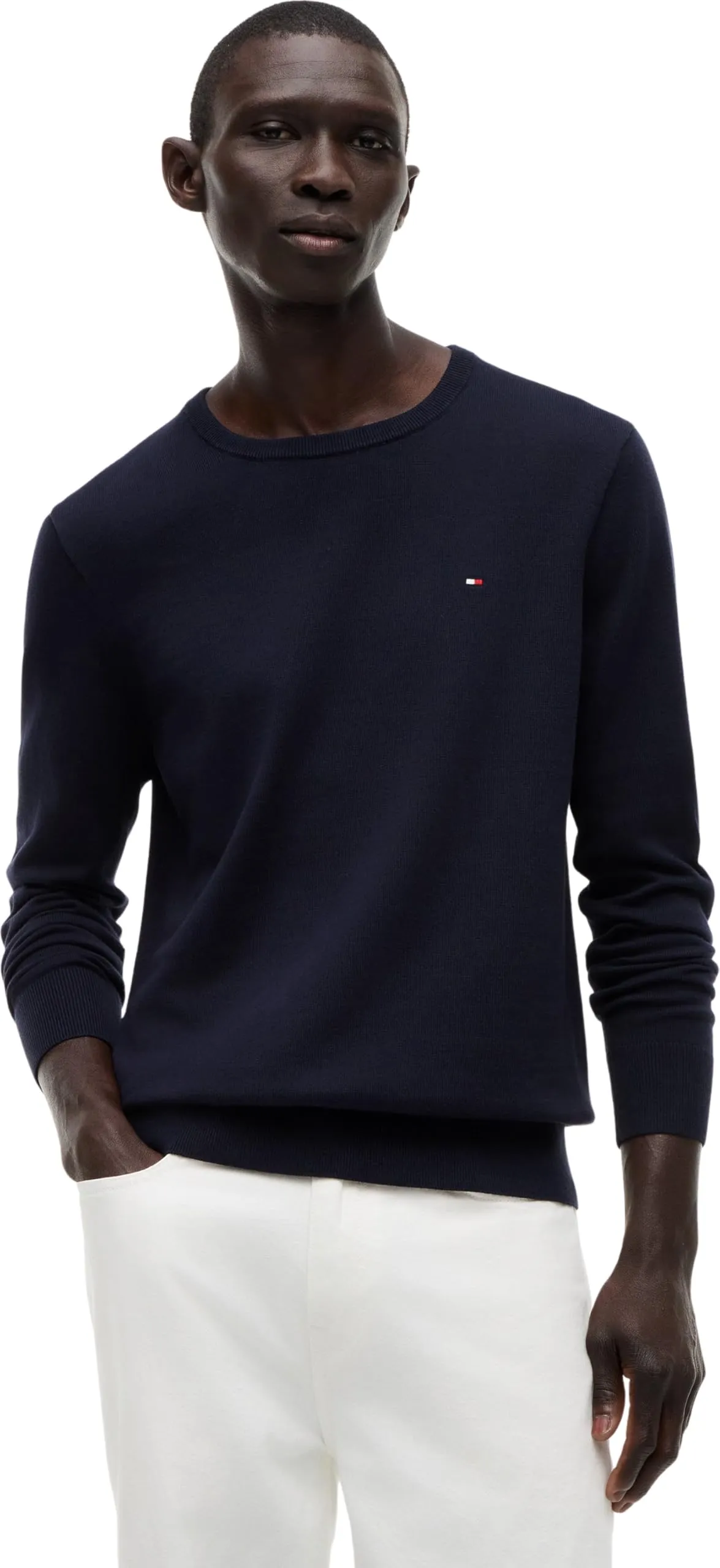 Tommy Hilfiger Uomo Pullover Essential Cotton Crew Neck in Cotone, Blu (Desert Sky), L