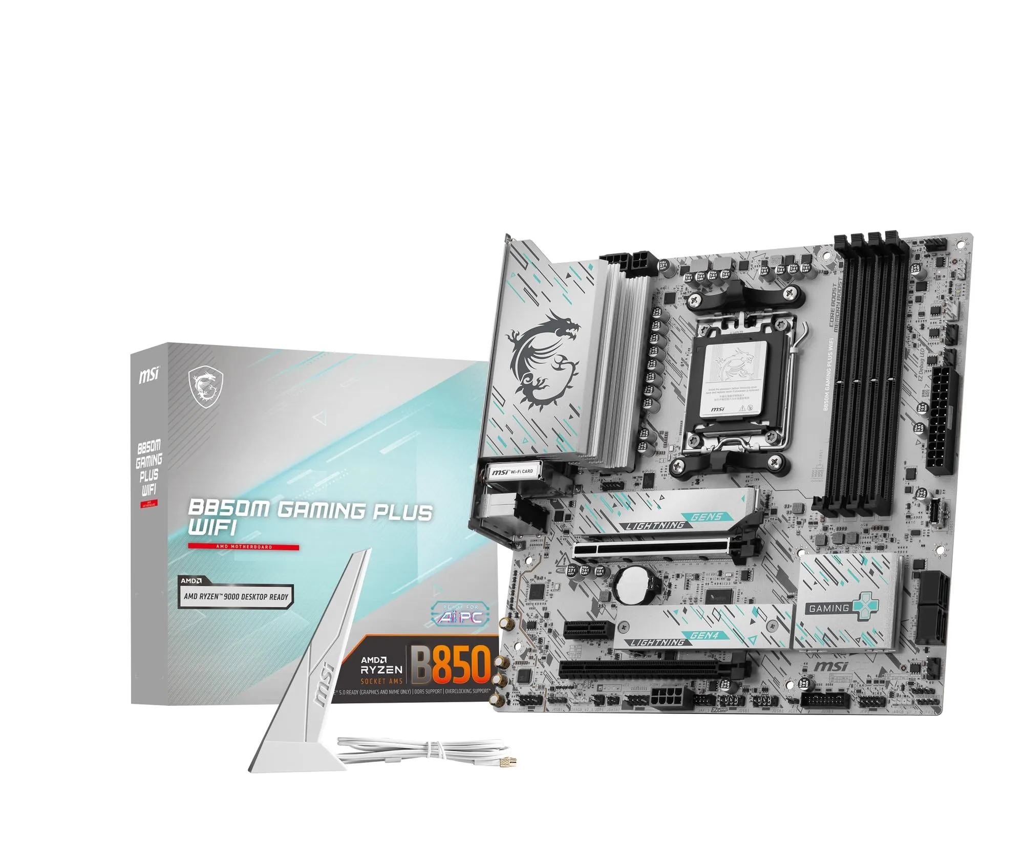 MSI B850M GAMING PLUS WIFI, scheda madre mATX – Supporta processori AMD Ryzen serie 9000/8000 / 7000, socket AM5 – DDR5 Memory Boost fino a 8200+ MT/s (OC), PCIe 5.0 x16 e 4.0 x4, M.2 Gen5, Wi-Fi 7