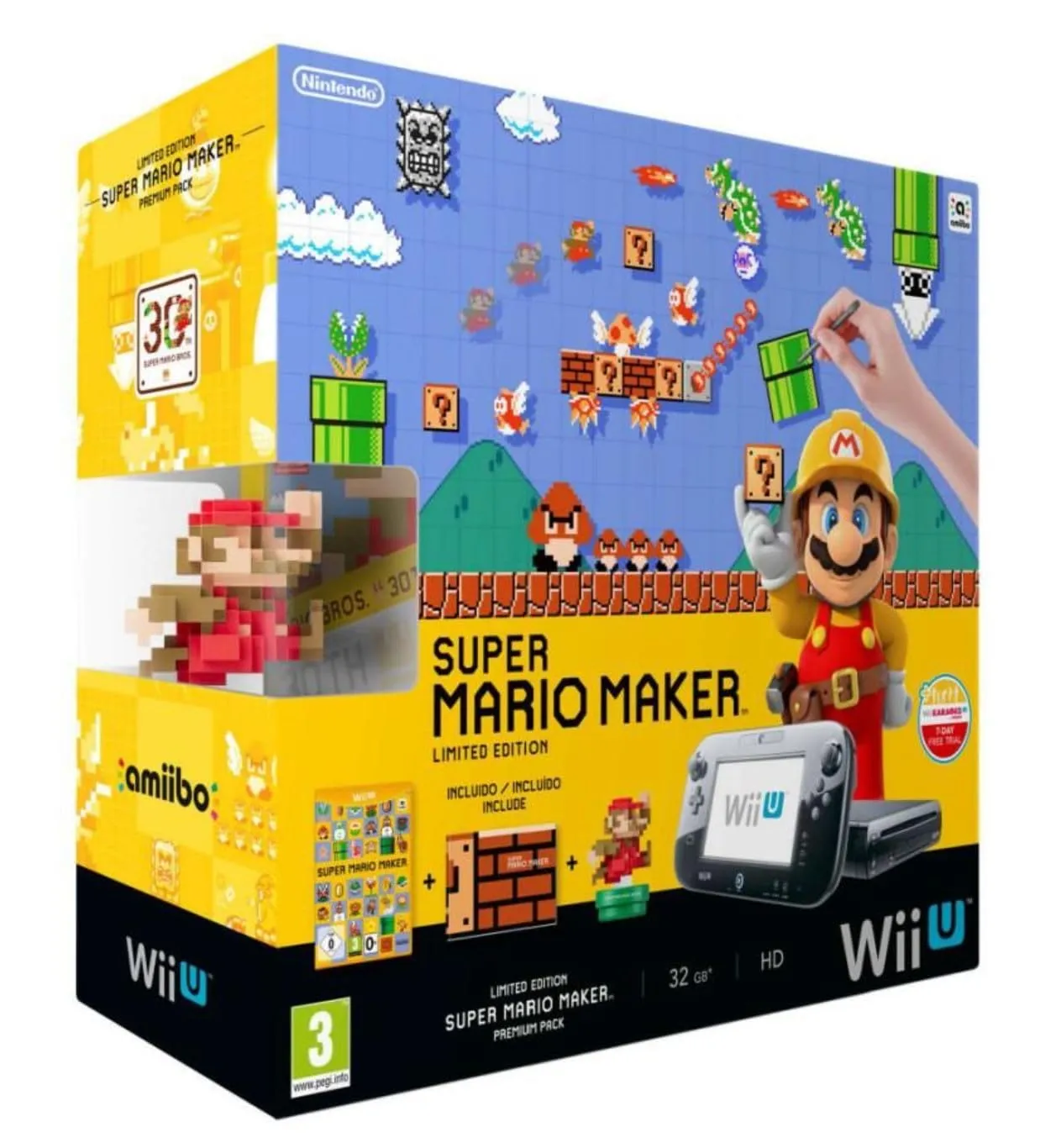 Nintendo Wii U: Console + Super Mario Maker + Amiibo Mario - Premium Pack [Bundle]