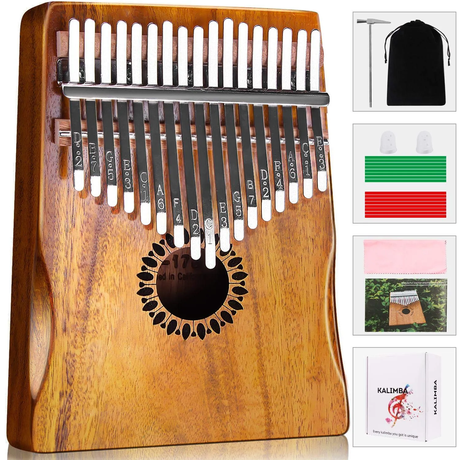 Newlam Kalimba 17 Tasti Strumenti Musicali Regalo per Bambini e Adulti, Portatile Mbira Pianoforte a Pollice
