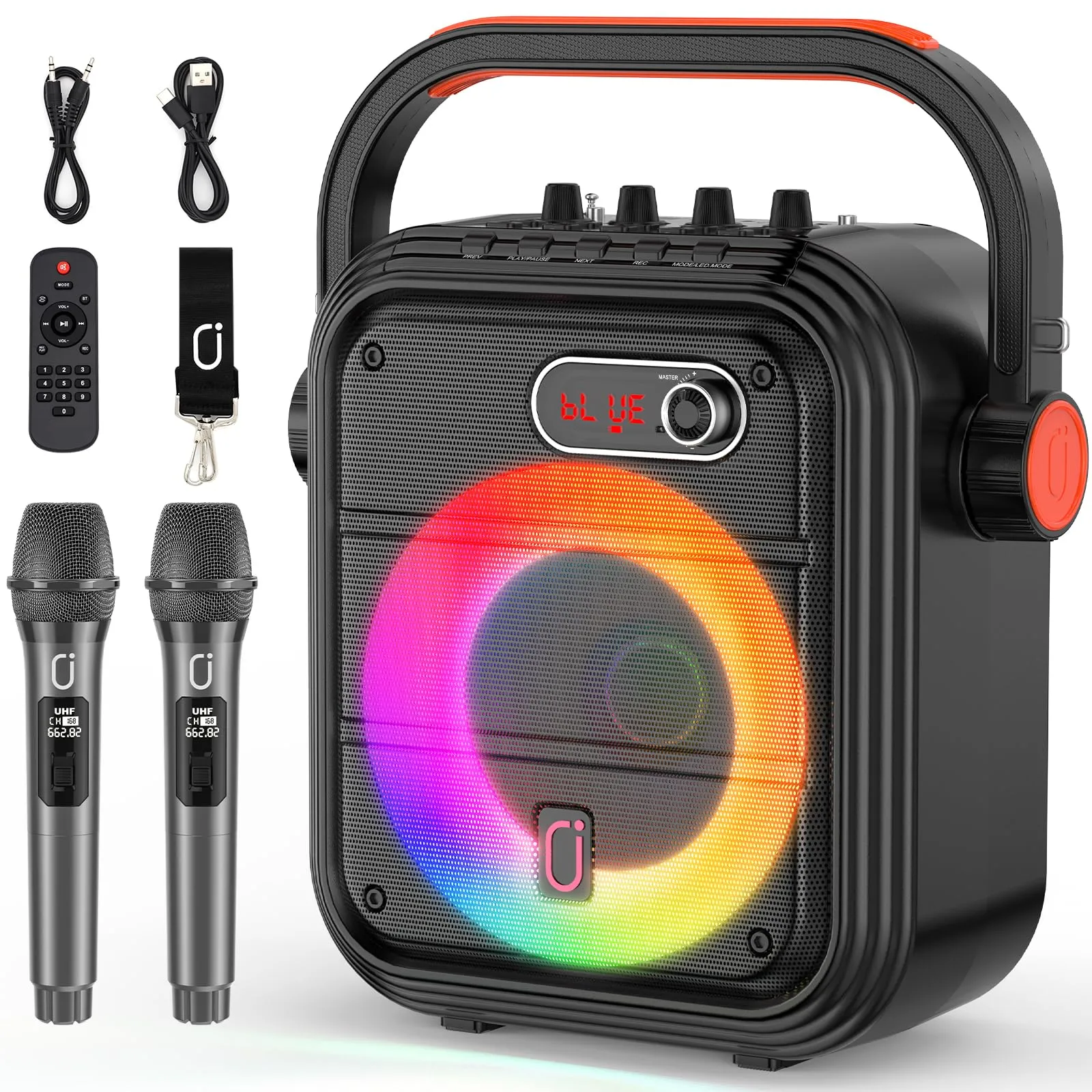 JYX Karaoke con 2 Microfono per la festa in casa, Casse Karaoke Professionale Completo Portatile Altoparlante Supporto Bluetooth/USB/TF/AUX/FM/TWS