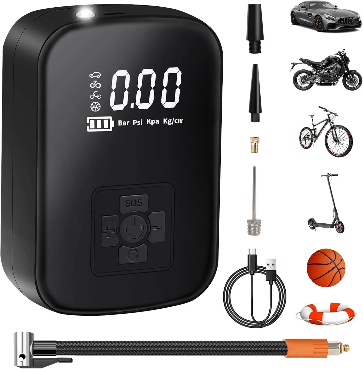 Mini Compressore Aria Portatile Auto, 4000mAh 4 Modalità Air Pump Elettrica 150PSI Gonfia Gomme Auto Portatile con Schermo LCD Digitale e Torcia LED per Auto/Bici/Moto/Scooter/Pallone