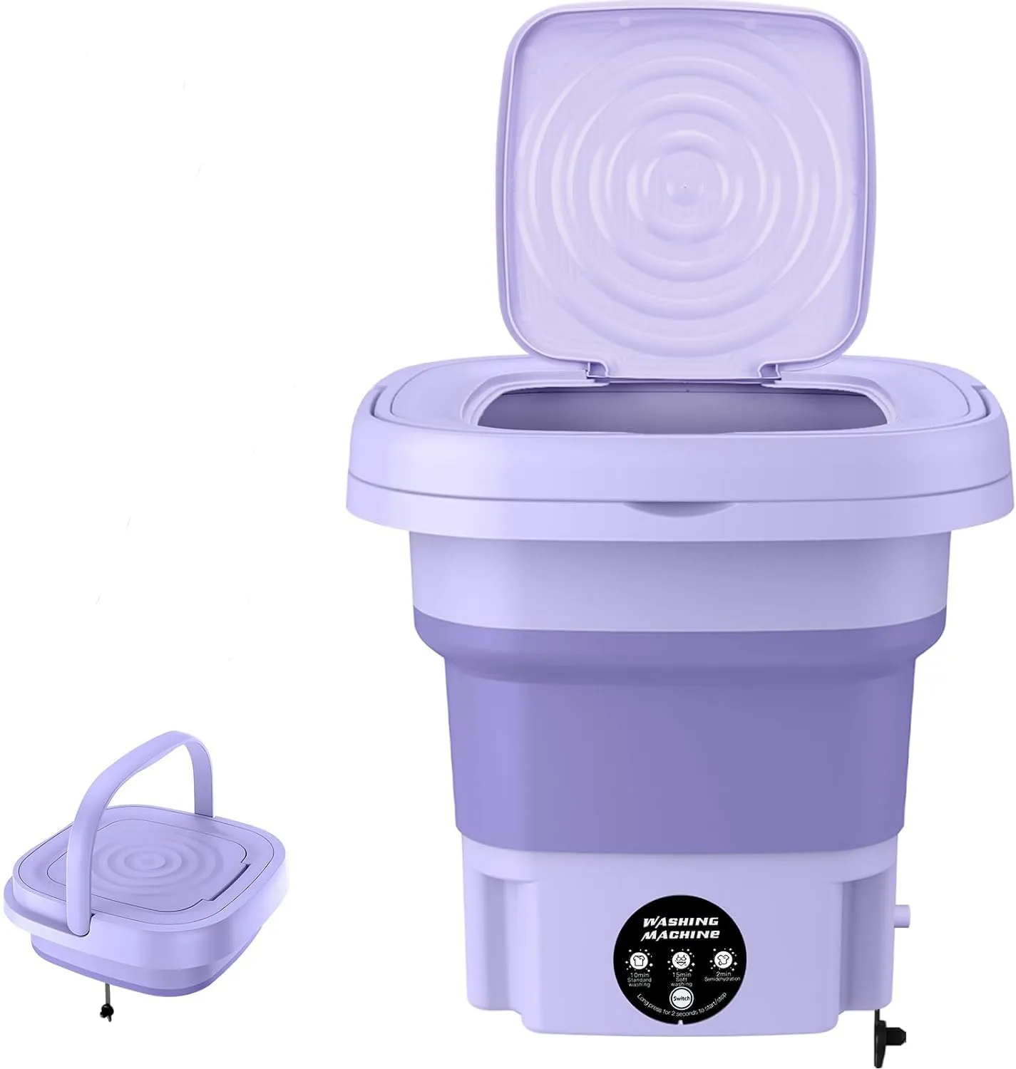 3 Modalità Piccola Lavatrice Efficiente, Adatto per il campeggio, i viaggi, i viaggi d'affari, pieghevole, timer a tre velocità, risparmio energetico e protezione ambientale, colore viola