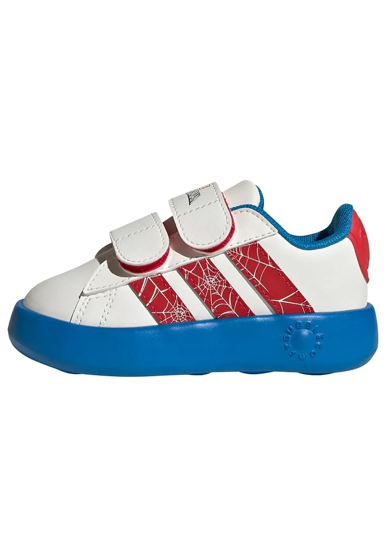adidas Unisex - Bimbi 0-24 Marvel Spider-Man Grand Court Shoes Infants, Cloud White/Pure Ruby/Bright Blue, 27 EU