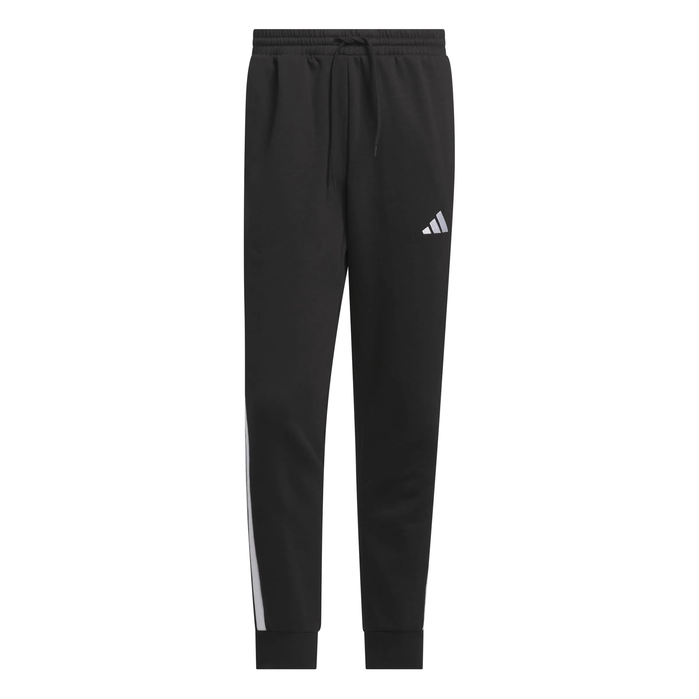 adidas Uomo Essential Three Stripes Fleece Pant, Black/White, M