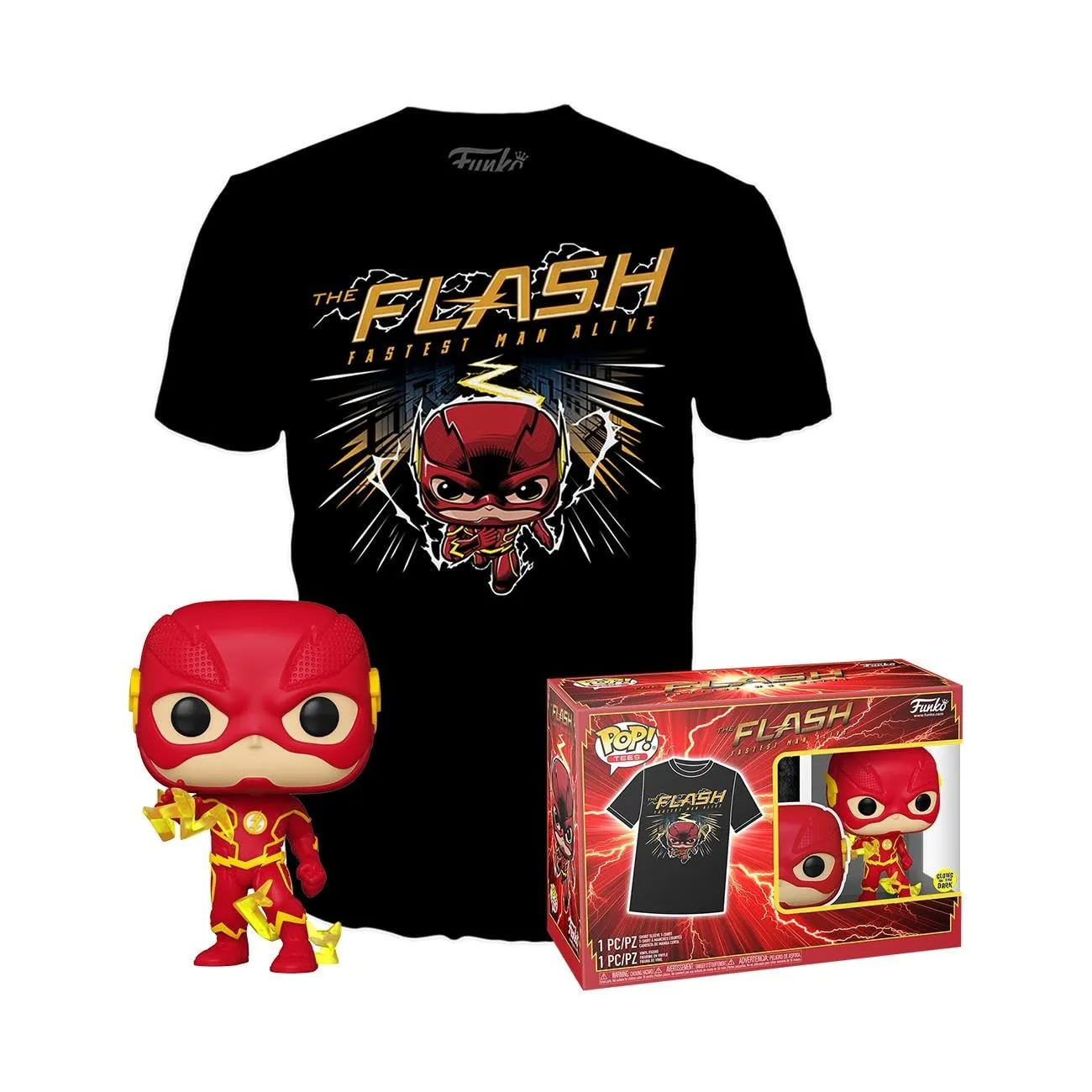 Funko Pop! & Tee: DC - The Flash - Large - (L) - DC Comics - T-Shirt, Maglietta Vestiti a Maniche Corte con Figura in Vinile da Collezione - Idea Regalo Giocattoli per gli Adulti Uomini e Donne