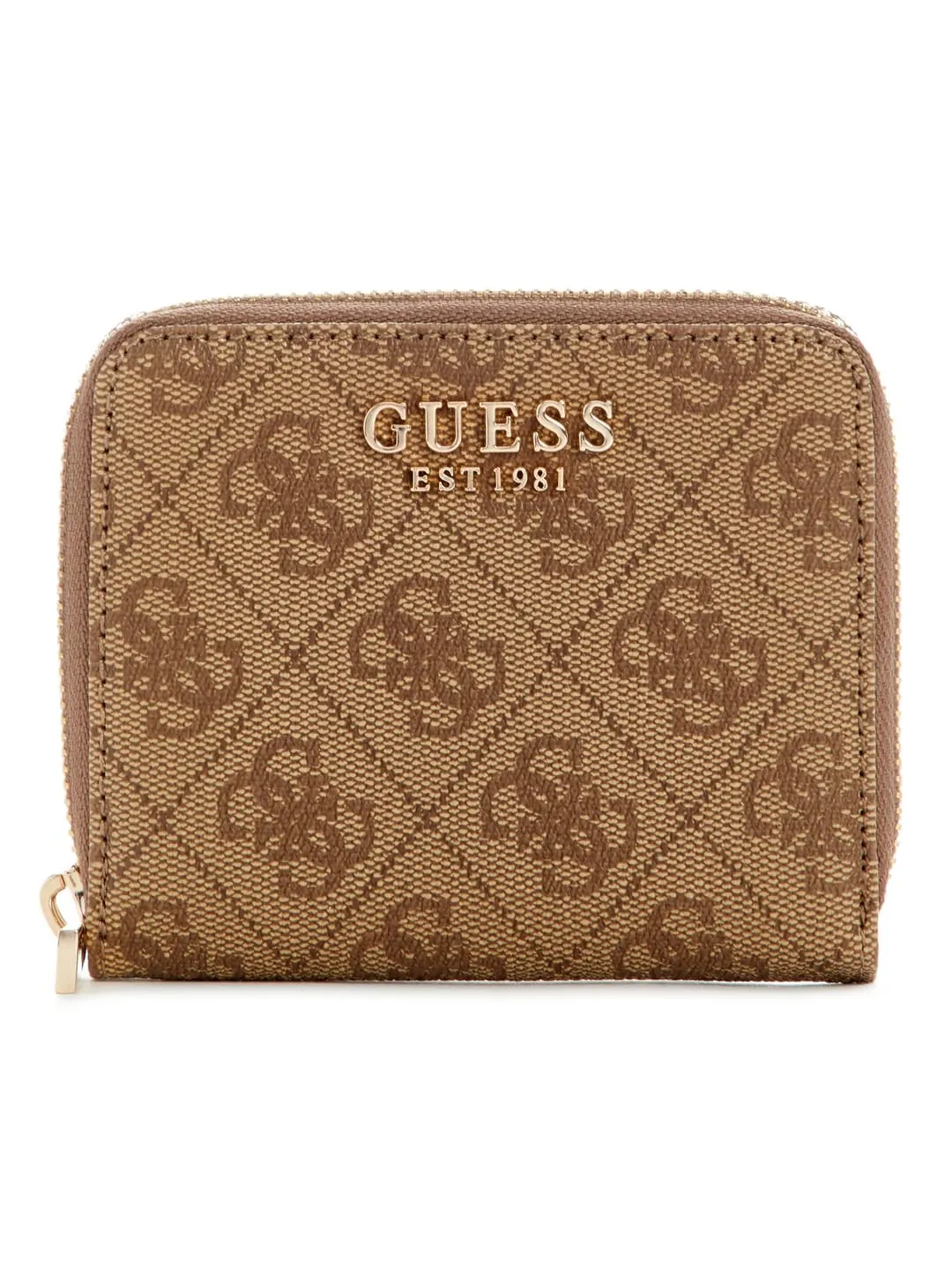GUESS Laurel II SLG Small Zip Around Wallet Latte Logo