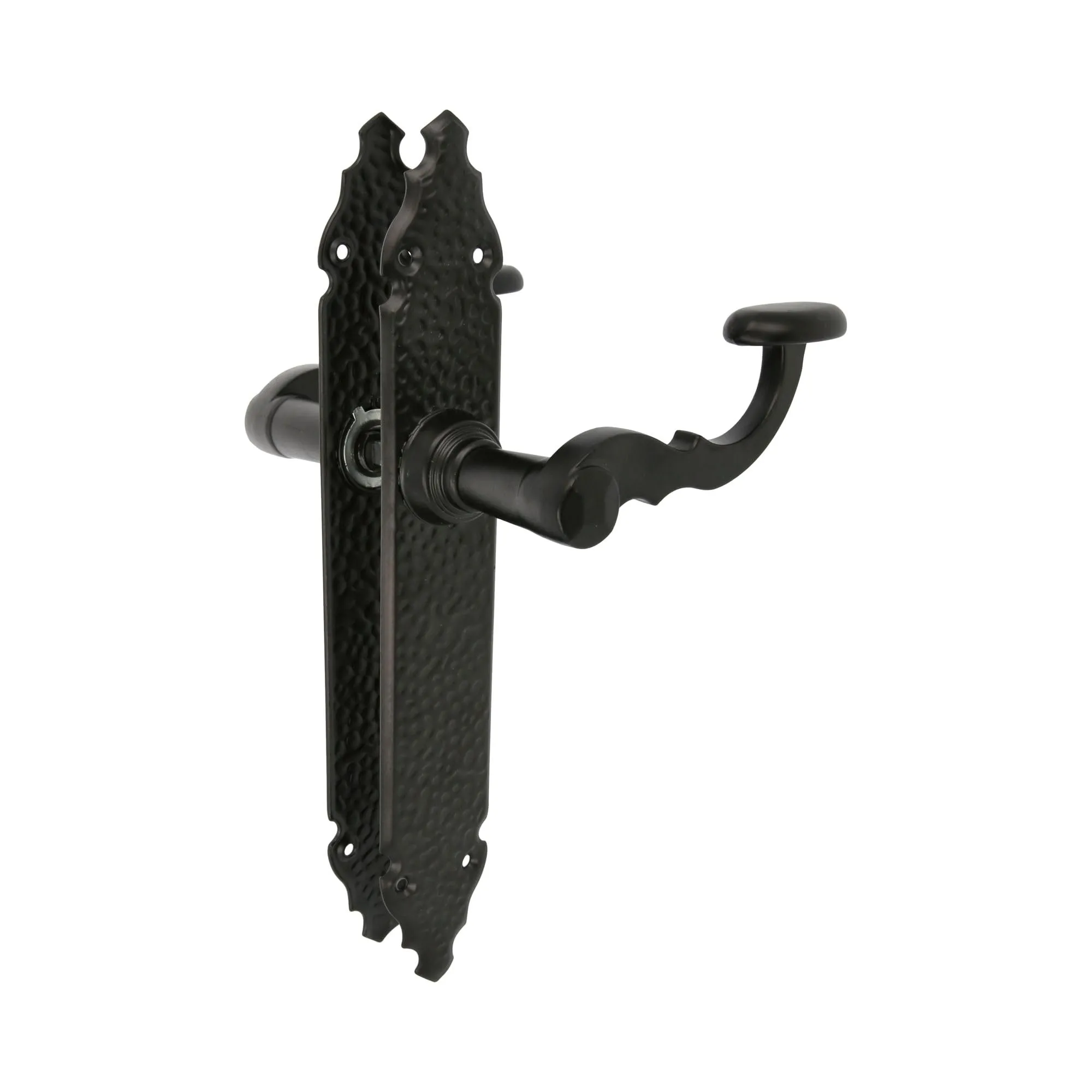 Amig - 6100 Set di maniglie rustiche Modello 100P | Piastra in acciaio e maiglia in zama | Colore nero | 280 x 45 x 3,5 mm.