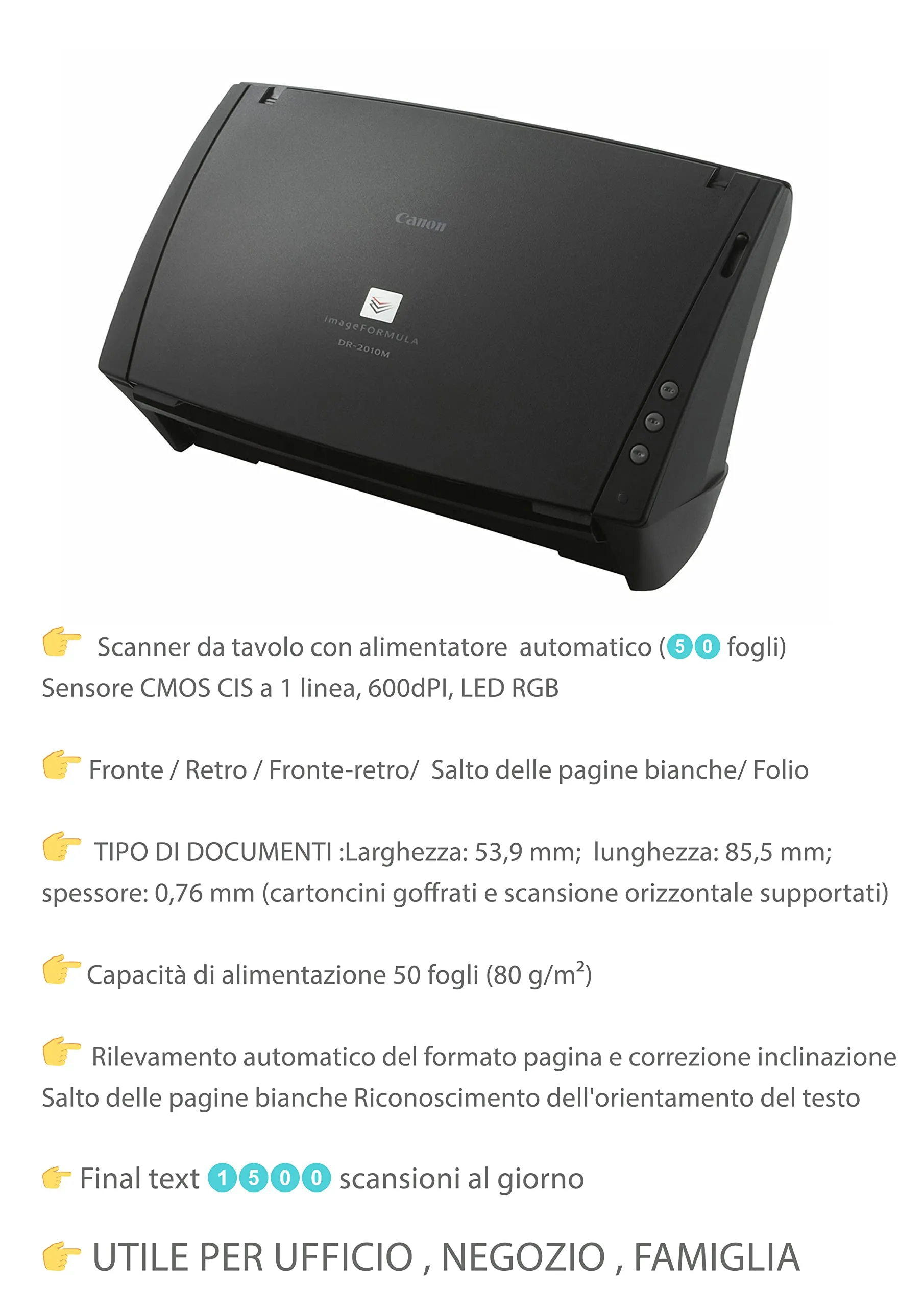 Canon Scanner Documenti image FORMULA DR-2010M - Scanner 50 Fogli Fronte Retro Automatico (Ricondizionato)