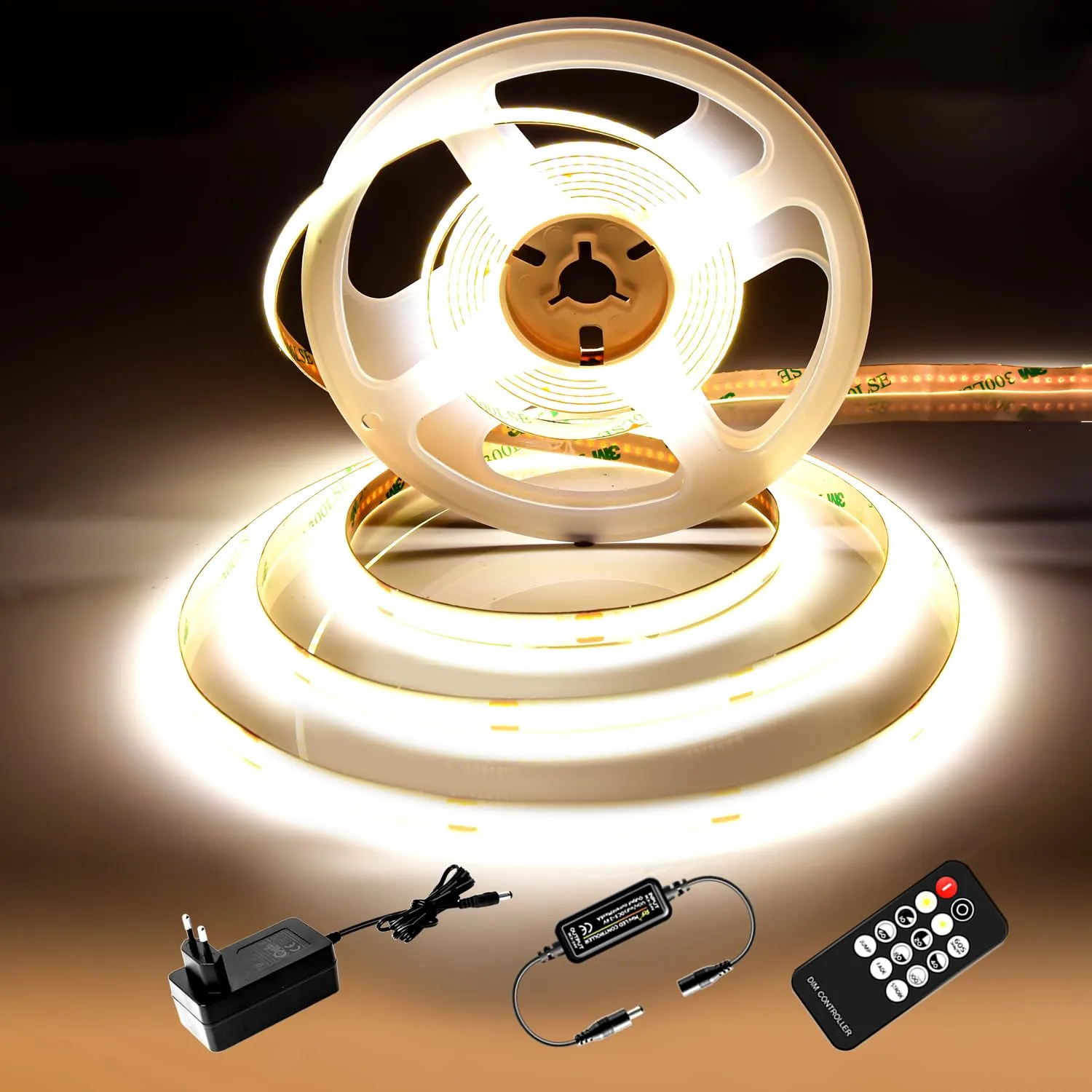 luktix Striscia LED Bianca Naturale 2m, 4000K Striscia LED Dimmerabile 24V, CRI92 +, larghezza 8mm, con Telecomando e alimentazione, per la decorazione domestica, cucina, specchio (4000K, 2M)
