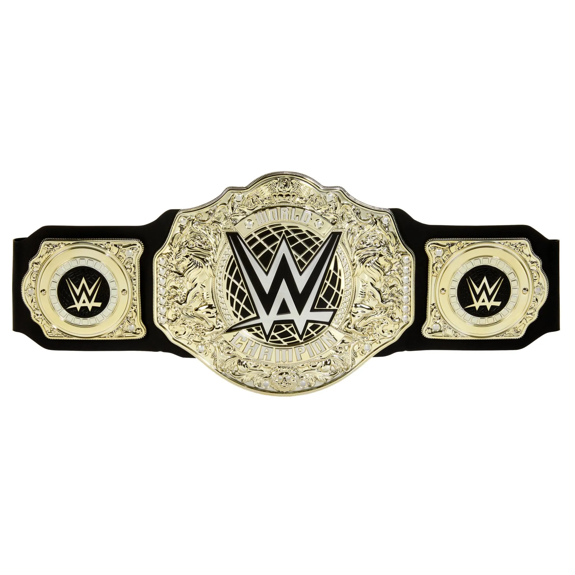 Mattel WWE - Cintura del Titolo World Heavyweight Championship, color oro e in tessuto in semipelle, lunga 91+ cm e con regolazione permanente, giocattolo per bambini, 6+ anni, HYF18
