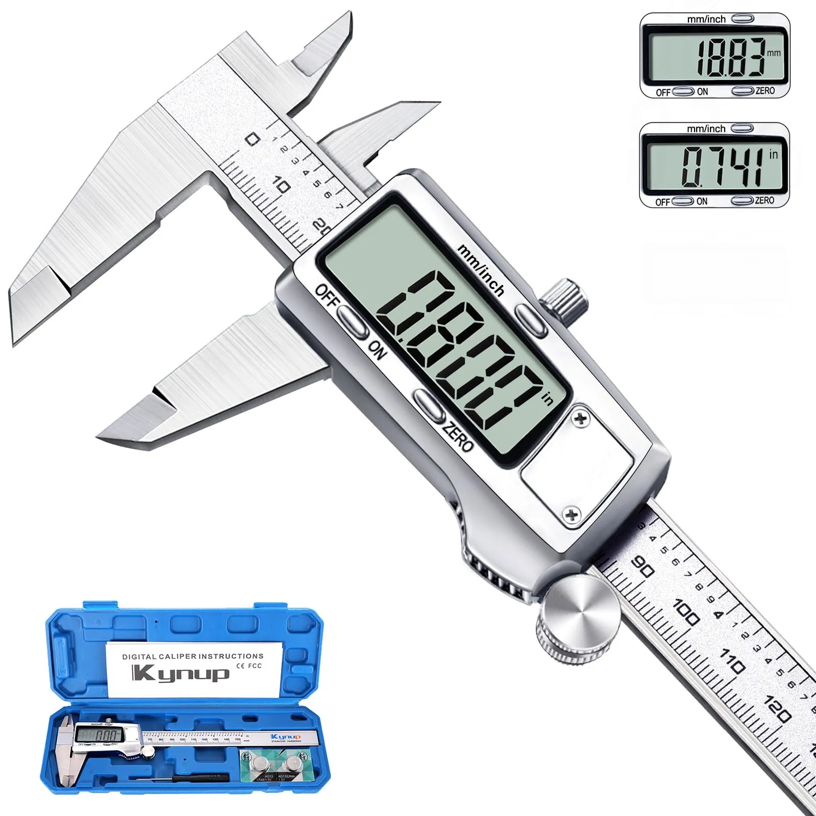 Kynup Calibro Digitale, Calibro da 150 mm / 6", Calibro Digitale Professionale Analogico con Conversione MM/Inch