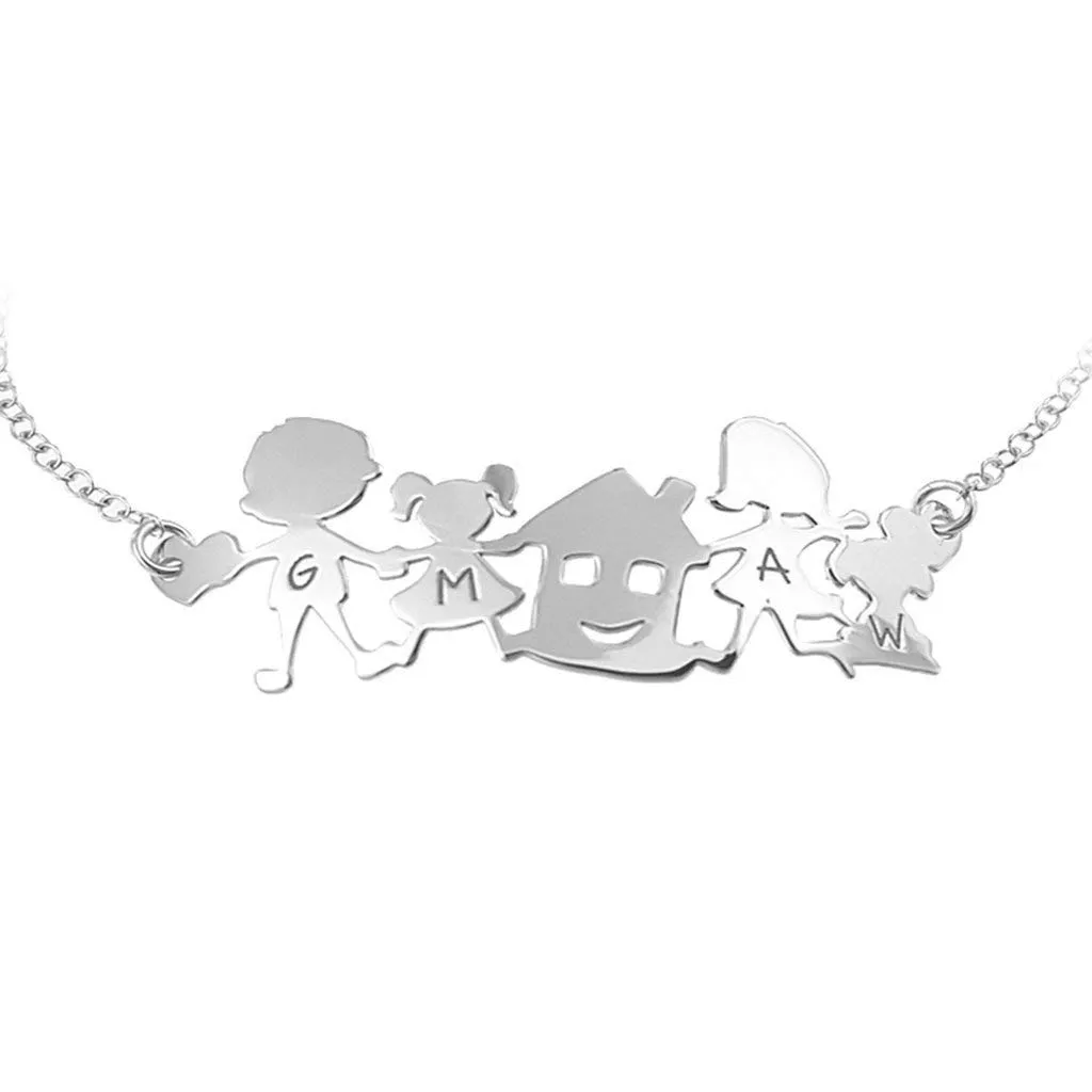 Bracciale con famiglia in argento 925 con catena robusta e resistente.