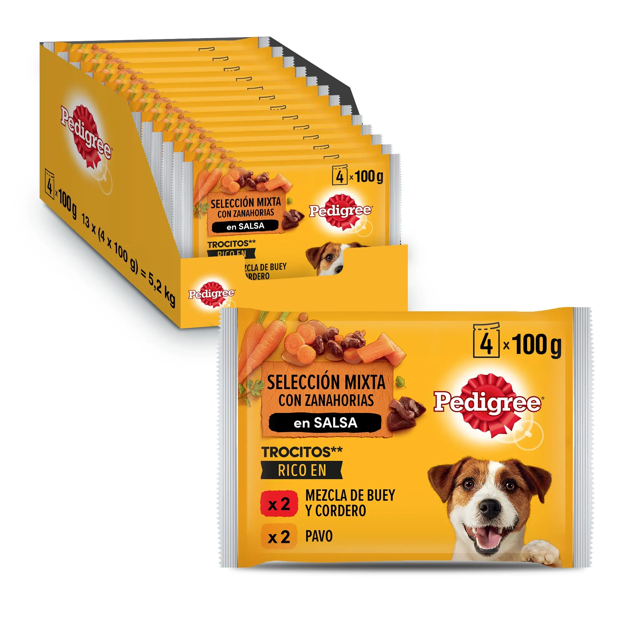 Pedigree Cibo umido per cani Selezione Carni miste in salsa Multipack 13x4x100g
