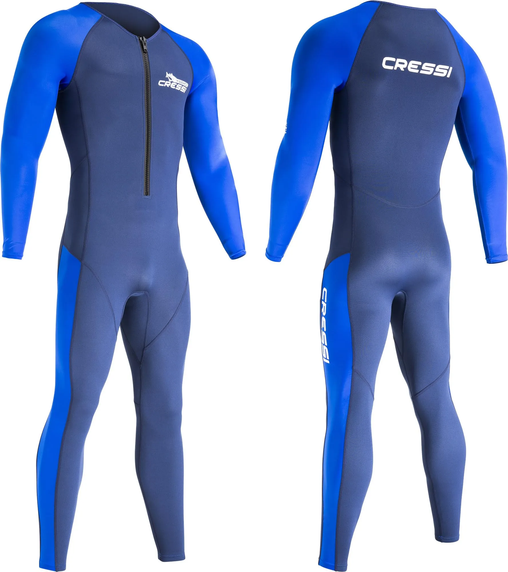 CRESSI Wahoo Man Monopiece Wetsuit Blue/Light Blue 2mm S/2 - Muta Monopezzo Uomo Realizzata in Neoprene Premium 1.5/2mm e Elastan, Perfetta per Attività Acquatiche Varie, Blu/Blu Chiaro, S/2