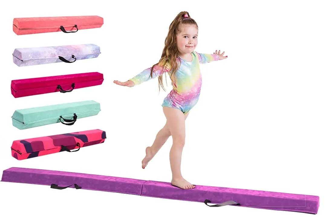 Trave ginnastica artistica per casa - 210/240/270/300 - Incredibile attrezzatura per l'equilibrio per i bambini a casa - Finta pelle scamosciata, schiuma EVA ad alta densità - cinghie per il trasporto