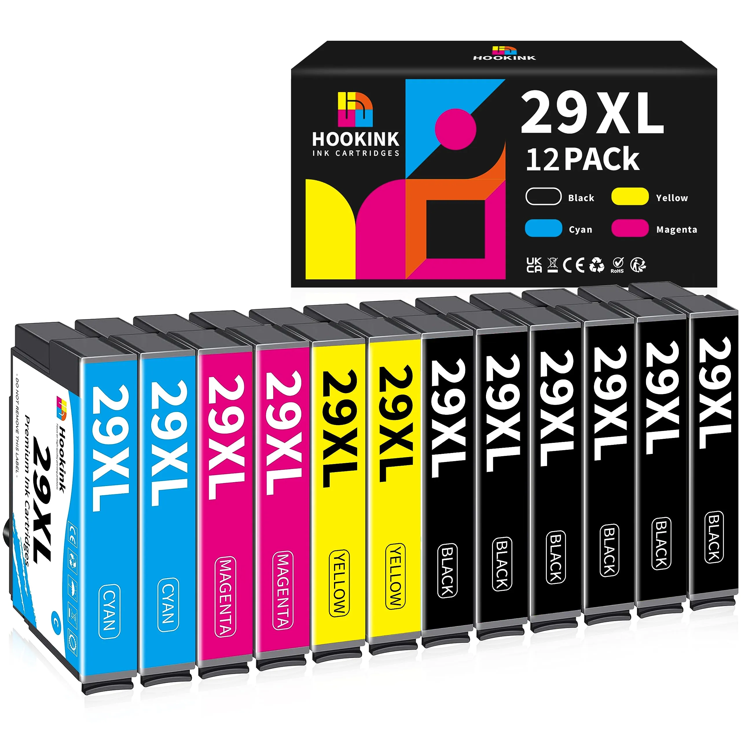 Hookink 29XL Cartucce Compatibili con Epson 29 XL Multipack per Expression Home XP-342 XP-352 XP-452 XP-332 XP-245 XP-442 XP-255 XP-355 XP-455 XP-247 XP-432 XP-435 (6 Nero 2 Ciano 2 Magenta 2 Giallo)