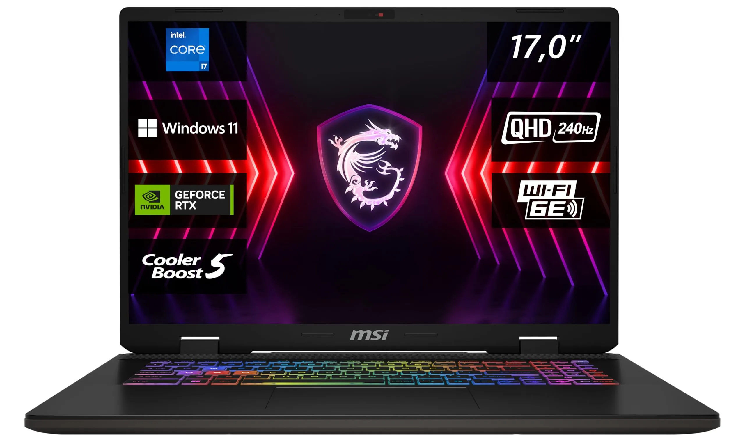 MSI Sword 17 HX Gaming Laptop 43,2 cm (17,0") QHD+, processore Intel Core i7 14700HX, 16 GB DDR5 RAM, 1 TB SSD, NVIDIA® GeForce RTX™ 4070, Windows 11 Home, tastiera QWERTZ, nero, B14VGKG-037