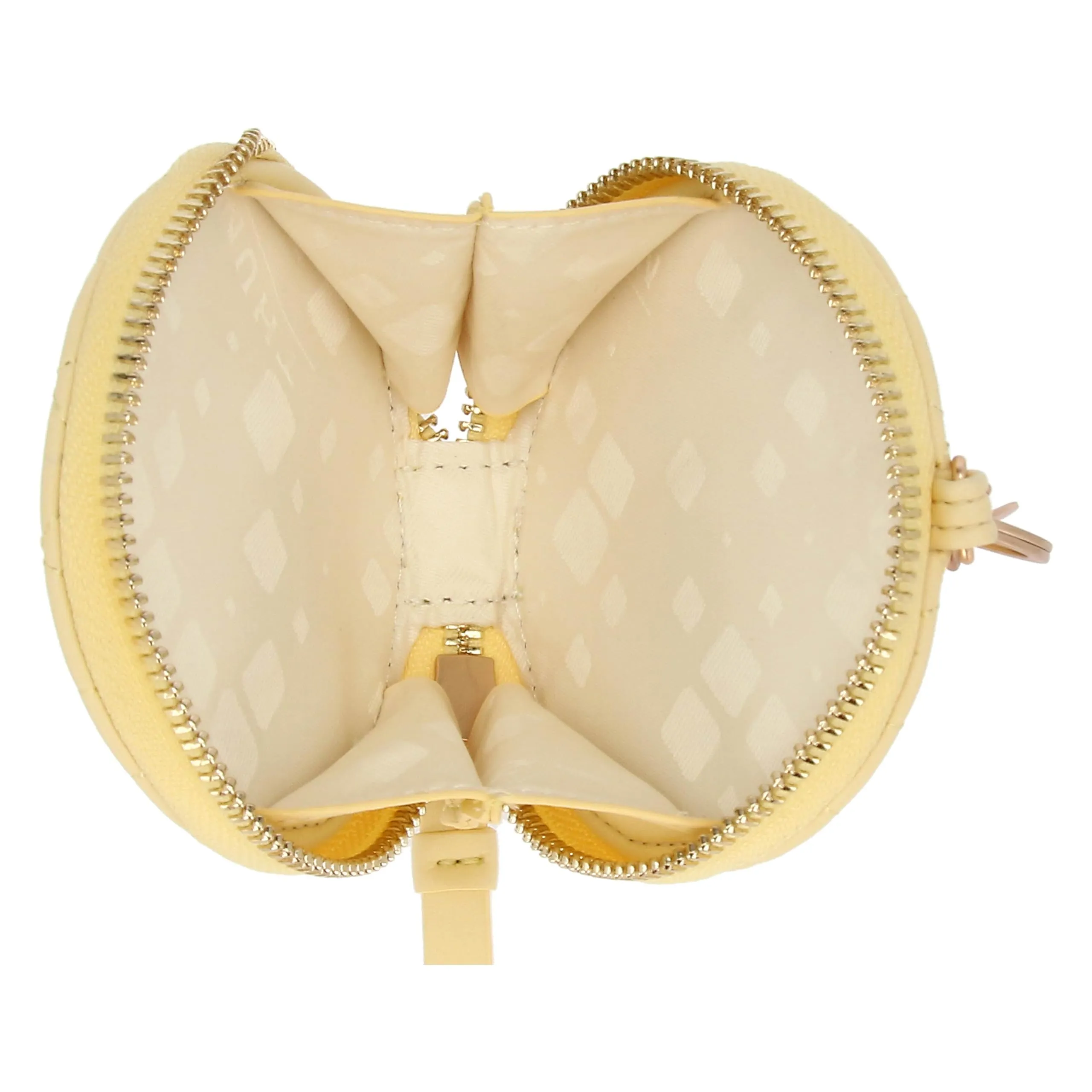 THUN Portachiavi rotondo con zip giallo, ecopelle, Collezione Sempre con Me, Ø 9 cm, 2 cm