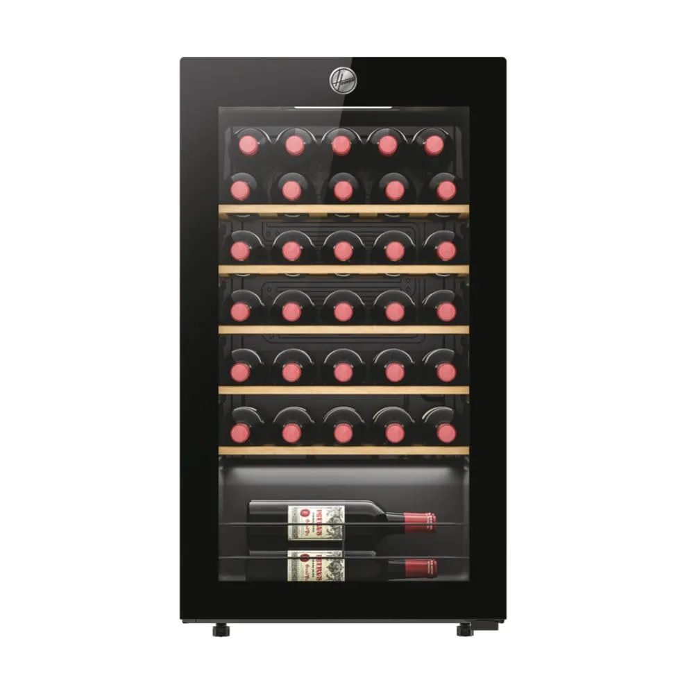 Hoover, Cantina Vino HOWC034, Wine Bank, 34 bottiglie, 37dB, Connessa, Nero, Cantinetta Vino 34 Bottiglie, Nero, AxLxP 85x47,5x45,6 cm [Classe di efficienza energetica G]