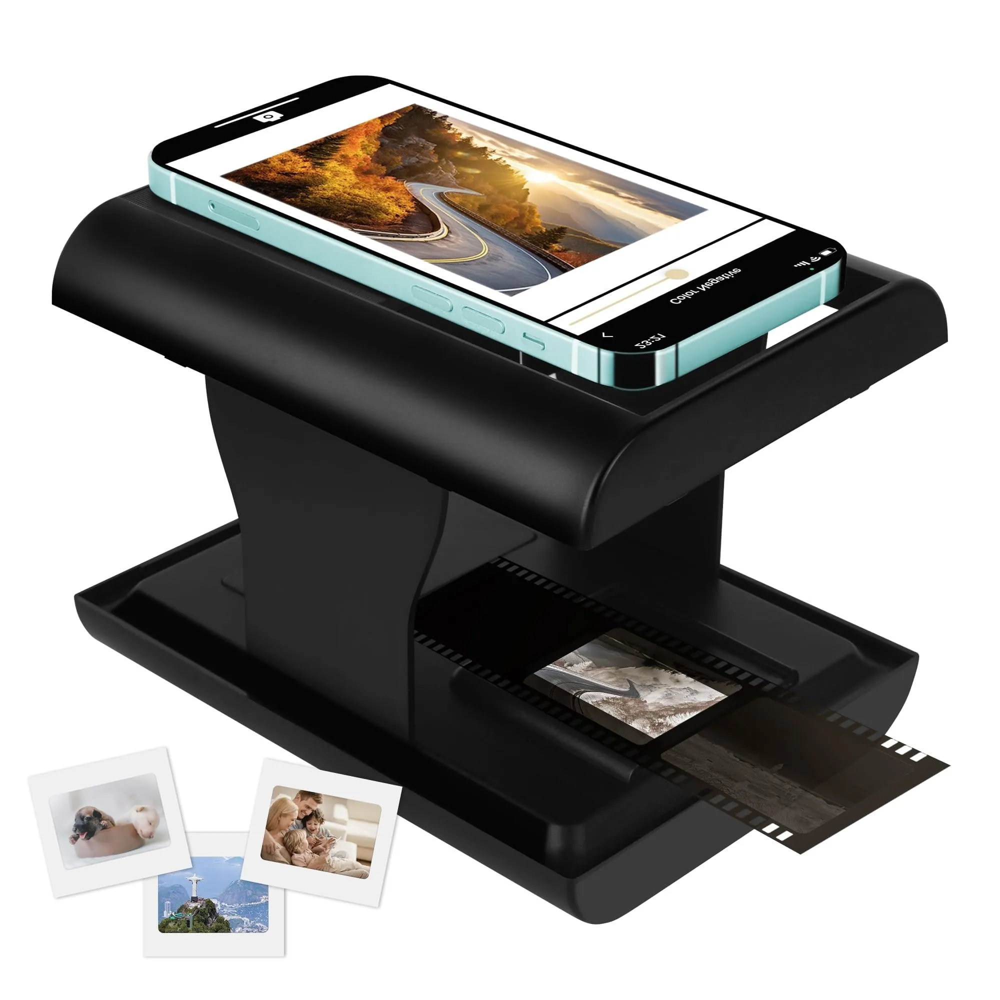 Scanner Diapositive e Negativi, Scanner Portatile Pieghevole per Pellicole da 35mm, Converti Negativi e Diapositive in Foto con Smartphone, con Illuminazione a LED