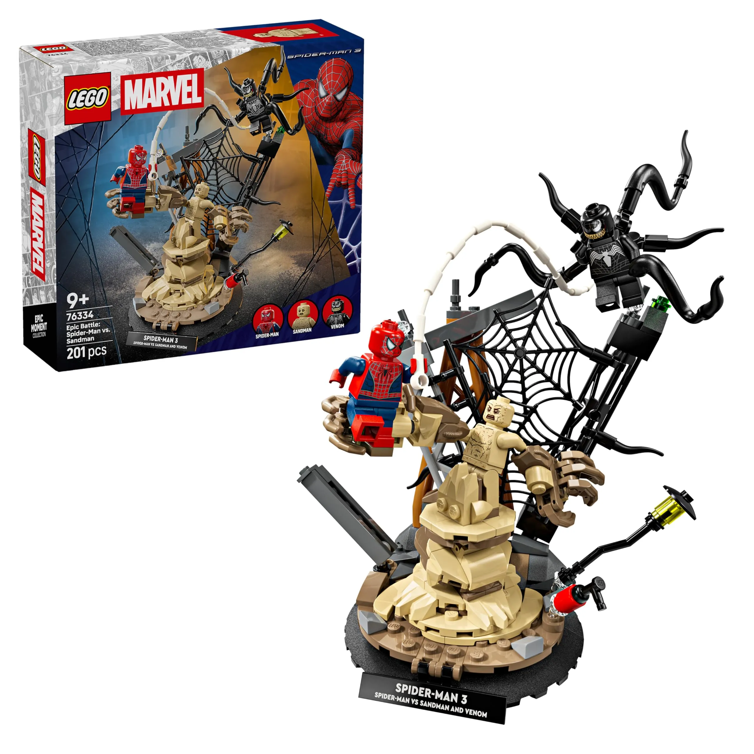 LEGO | Marvel Battaglia Epica: Spider-Man vs. Sandman - Giocattolo dei Supereroi con 3 Minifigure Inclusi Spider-Man & Venom, e Cantiere Edile - Regalo per Bambini da 9 Anni in su Fan dei Film - 76334