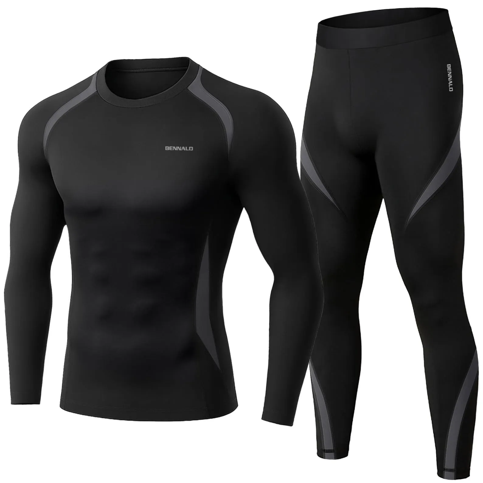 BENNALD Biancheria Intima Termica Uomo Biancheria Funzionale Uomo con Funzione Quick Dry Sportiva Set di Biancheria