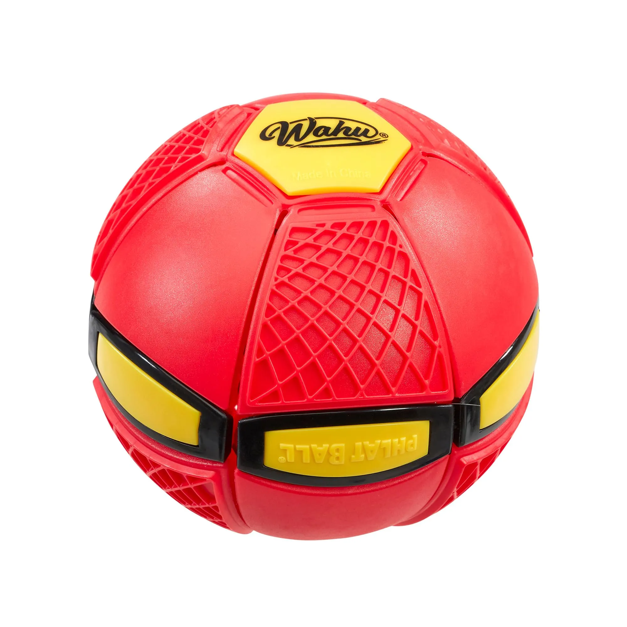 Wahu - PHLAT BALL Junior Rosso - Mini Frisbee Volante Trasformabile in Pallone - Giochi da Giardino per Bambini dai 5 Anni - Palla Innovativa 10,2cm, Frisbee 15,2cm - Giochi da Esterno - 2+ Giocatori