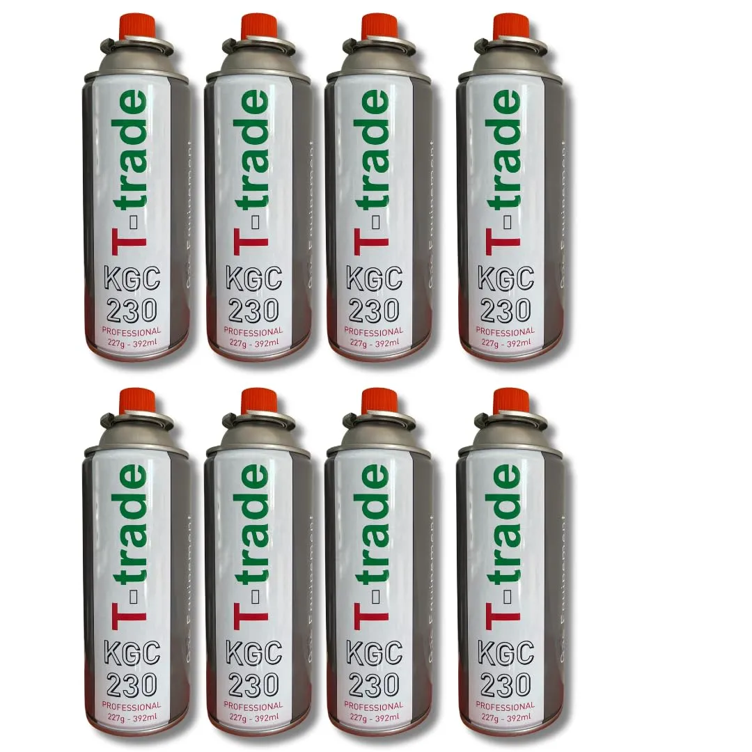 T-Trade Kit Bombolette Gas Butano Multipack 8 Pezzi 250 Grammi Fornelli Campeggio Casa