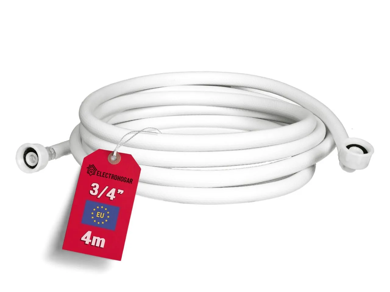 ELECTROHOGAR Tubo Carico Lavatrice e Lavastoviglie | Da 1,5M a 6M | Tubo Flessibile Universale per Ingresso Acqua | Filettatura Standard Compatibile con Tutte le Marche: Electrolux, Bosch, LG...(4M)
