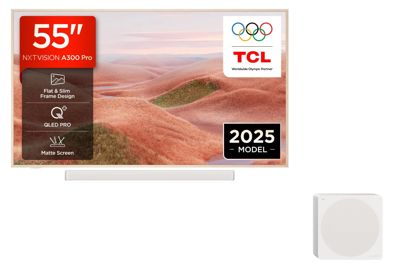 TCL NXTVISION A300 PRO 55-inch QLED PRO 4K Ultra HD TV, 4K HDR PRO, matte screen, Google TV (Dolby Vision IQ & Dolby Audio, 144Hz Motion Clarity Pro)