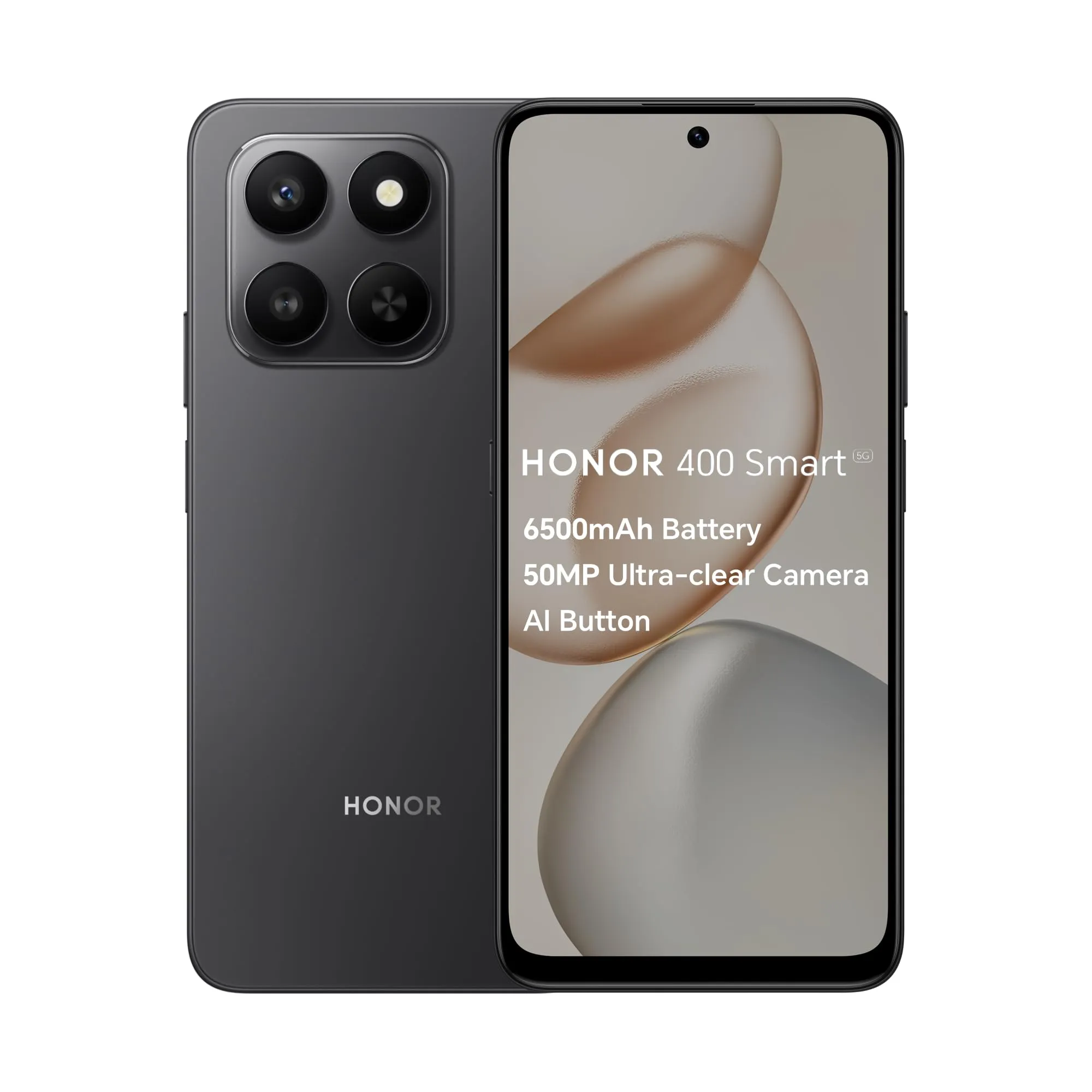 HONOR Telefoni cellulari sbloccati 5G 400, schermo comfort oculare 120 Hz, batteria 6350 mAh, fotocamera ultra chiara 50 MP, pulsante AI istantaneo, 4 GB + 128 GB, resistenza alle cadute 5 stelle