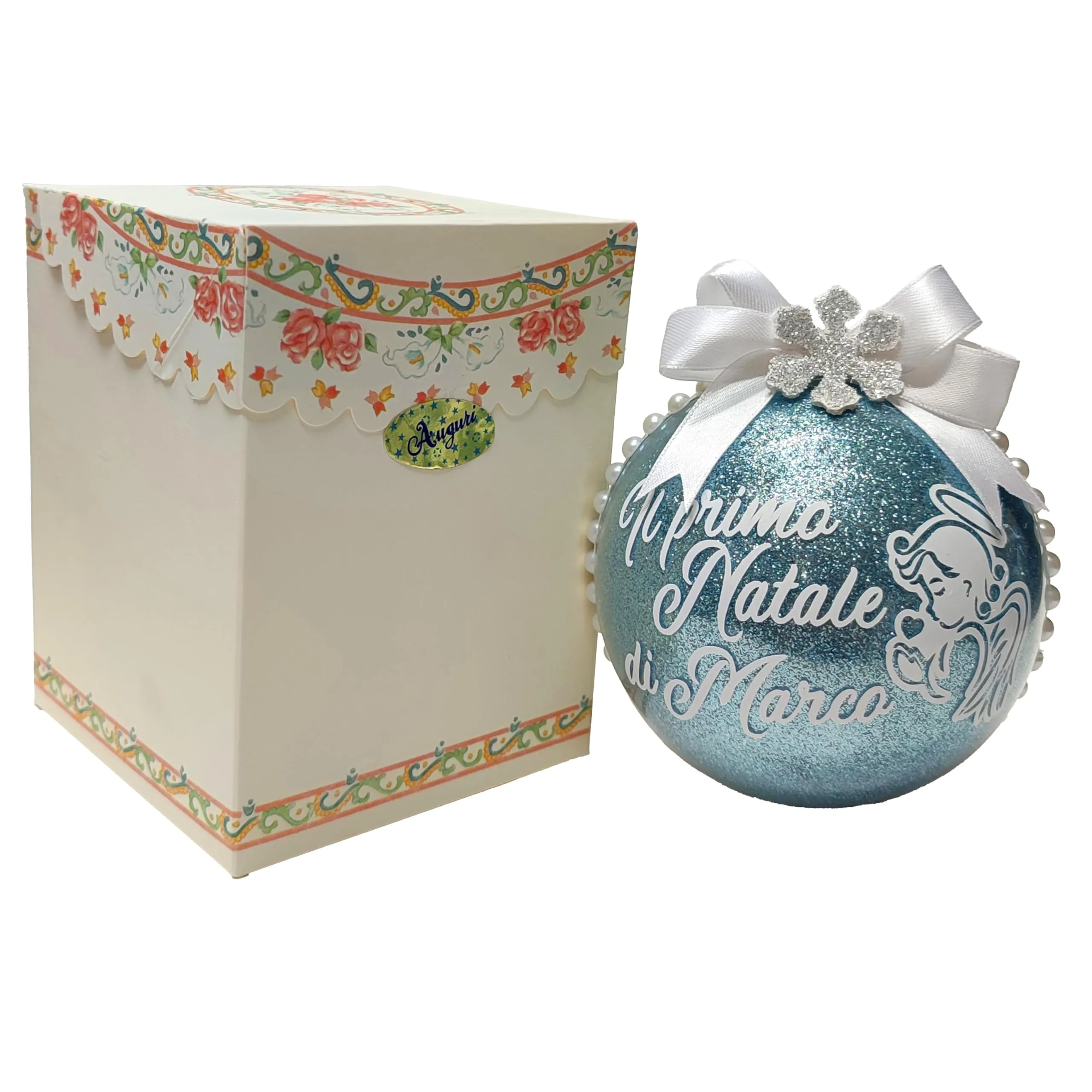 PALLINA di NATALE PERSONALIZZATA | PALLINA NATALE con NOME | PALLINA NATALIZIA per ALBERO DI NATALE | DECORAZIONE NATALIZIA PERSONALIZZABILE | PALLA NATALE ASPETTANDO TE IL MIO PRIMO NATALE