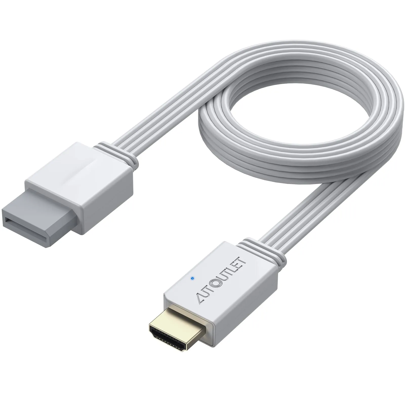 AUTOUTLET Adattatore Wii a HDMI,1080P/720P Convertitore da Wii a HDMI,Lunghezza del Cavo 150 cm,Supporta Tutte le Modalità di Visualizzazione Wii,per HDTV e Monitor,Colore Bianco