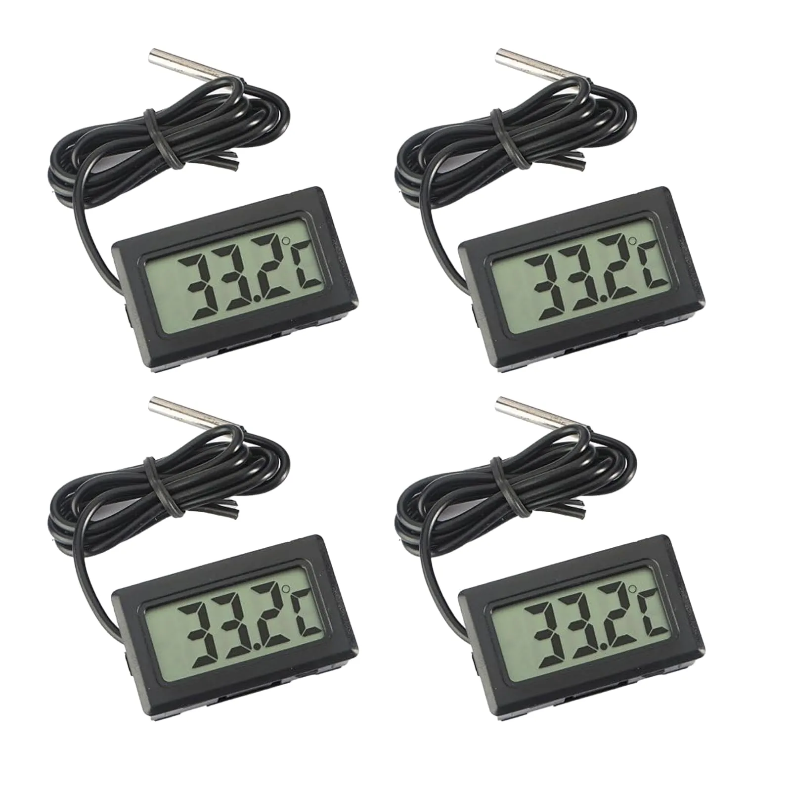 ARCELI Termometro digitale LCD Monitoraggio della temperatura con sonda esterna per frigorifero Frigorifero congelatore Acquario - Nero（4 pezzi ）