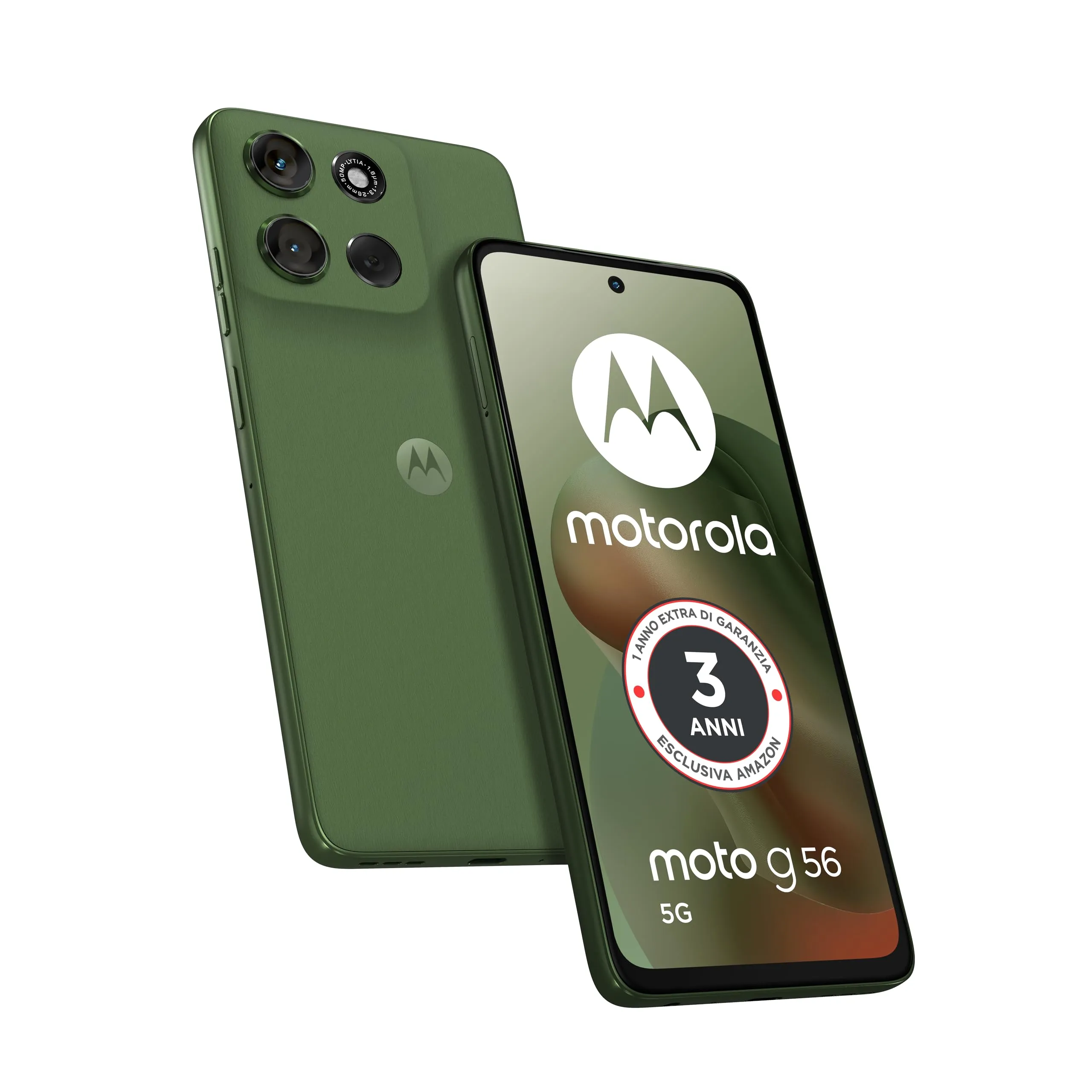 Motorola moto g56 5G con 1 anno extra di garanzia (8/256GB, Fotocamera 50MP + flicker cam, Display 6.72" FHD+ 120Hz, batteria 5100mAh, MediaTek Dimensity 7060, Android 15), PANTONE Dill