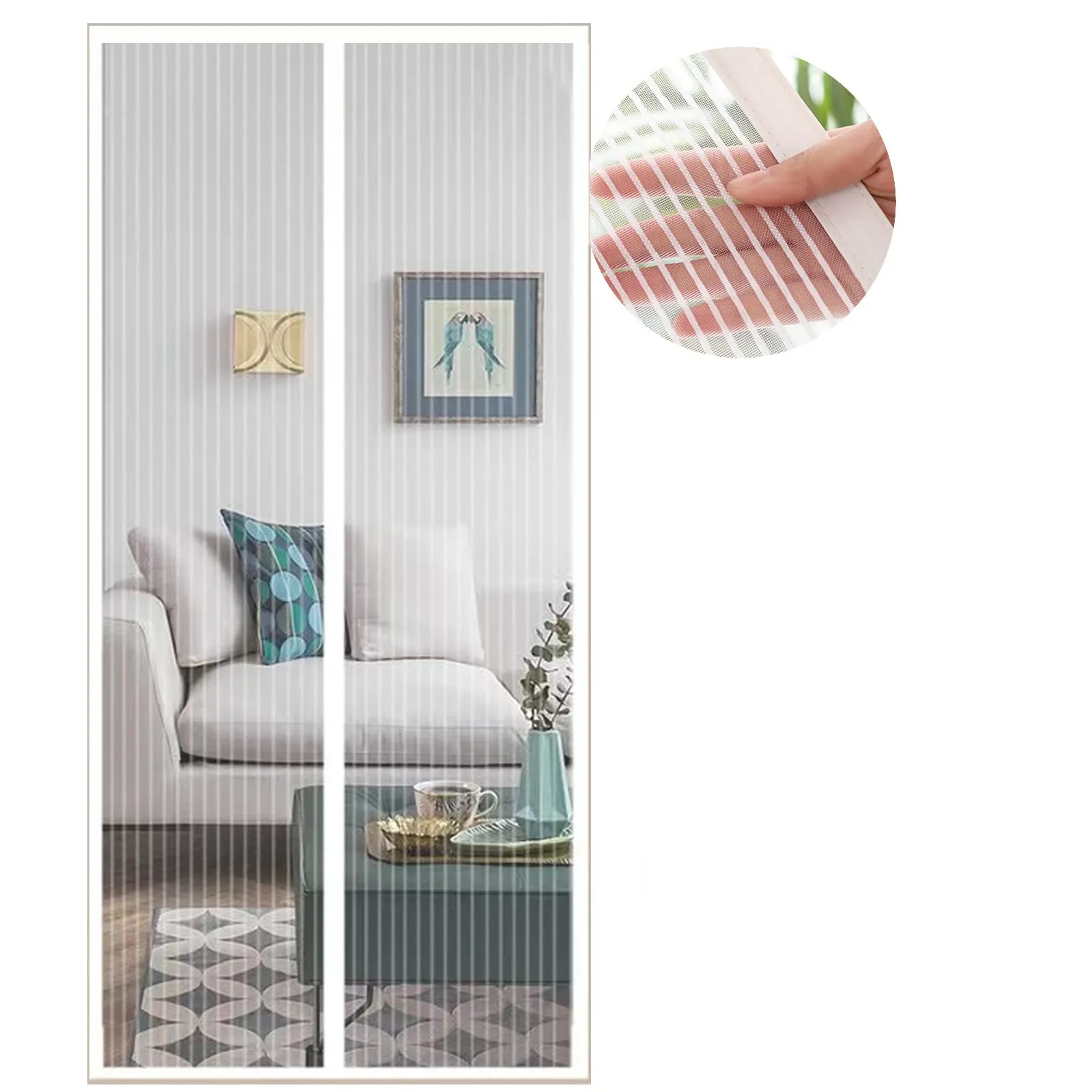 Zanzariera Magnetica per Porte, Zanzariera 70x240 cm, Bianca Zanzariere Porte Chiusura Automatica, Facile da Installare, per Porta Finestra Balcone Soggiorno