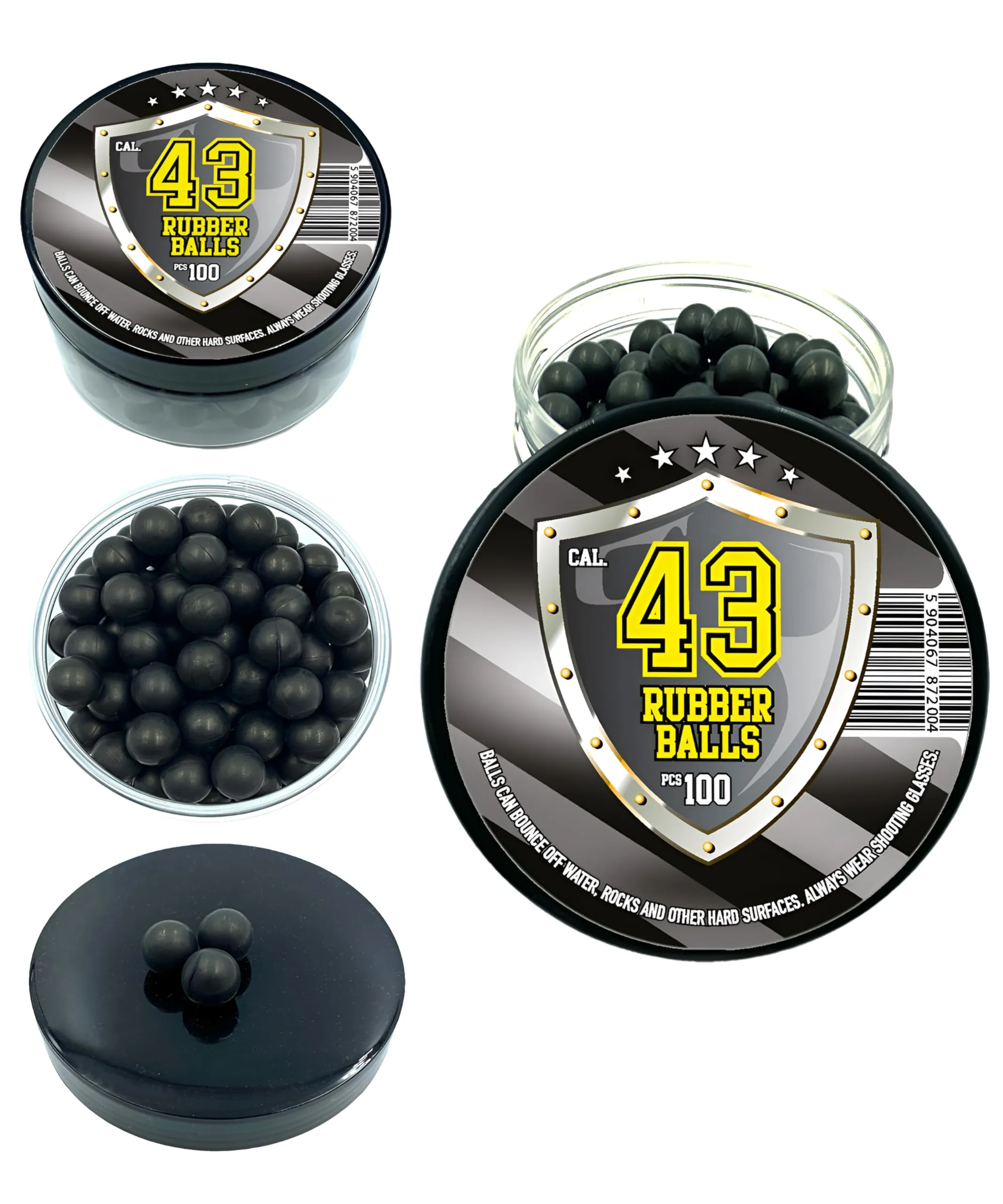 100 x Hard Rubber Balls Paintballs Reballs Powerballs 43 Cal. T4E RAM Gomma Palline M2 Calibro