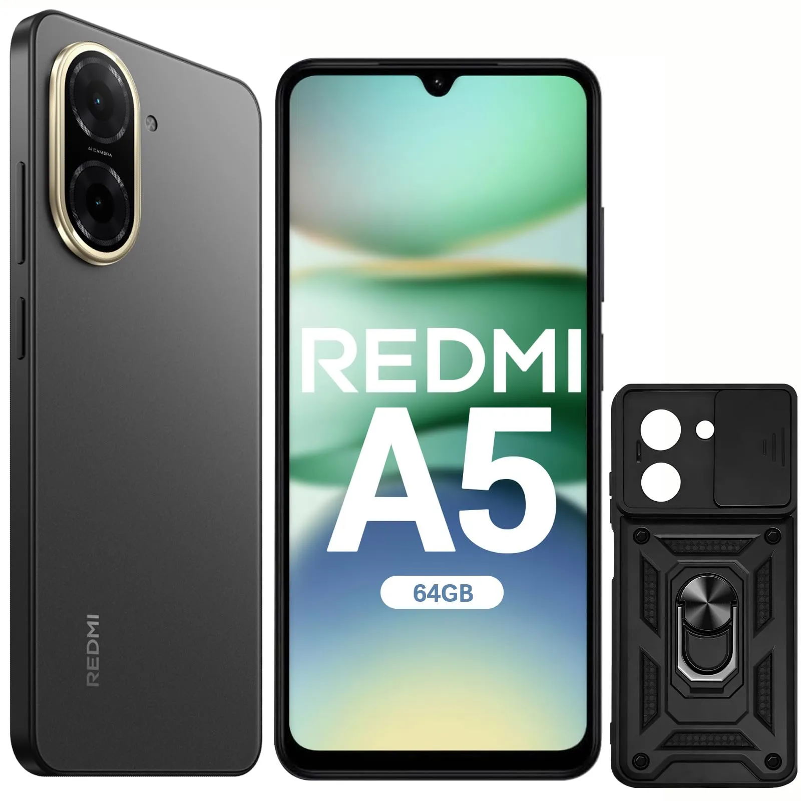 XIAOMI Redmi A5 Smartphone 4G 6.88" HD+ 120Hz 3 GB RAM 64 GB ROM | Batteria 5200mAh | Fotocamera 32MP | Sensore impronte laterale | processore octa-core | Nero (senza caricabatterie)