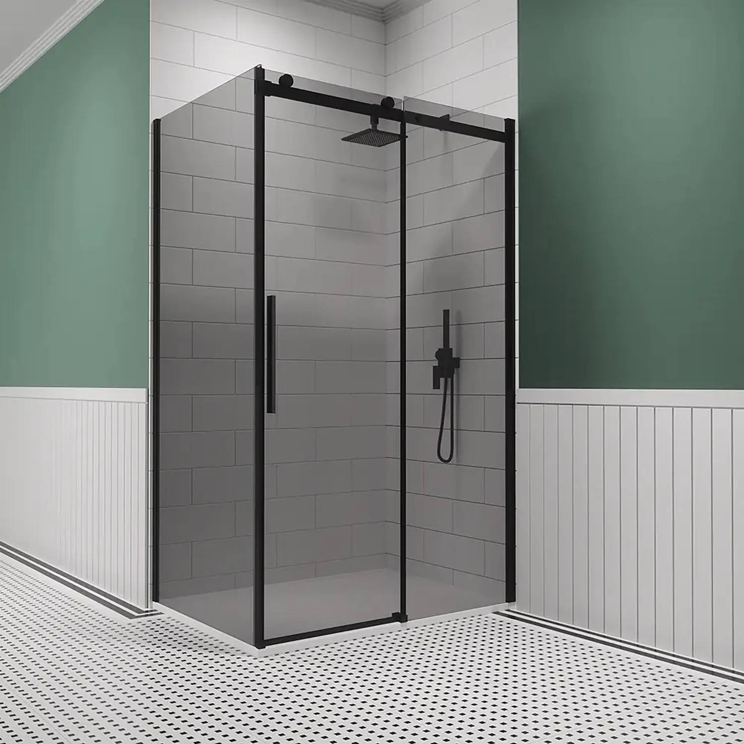 Box Doccia Angolare Apertura Scorrevole Vetro Temperato Trasparente 8mm Anticalcare Installazione Reversibile Profili In Alluminio Cromato Altezza 195 cm