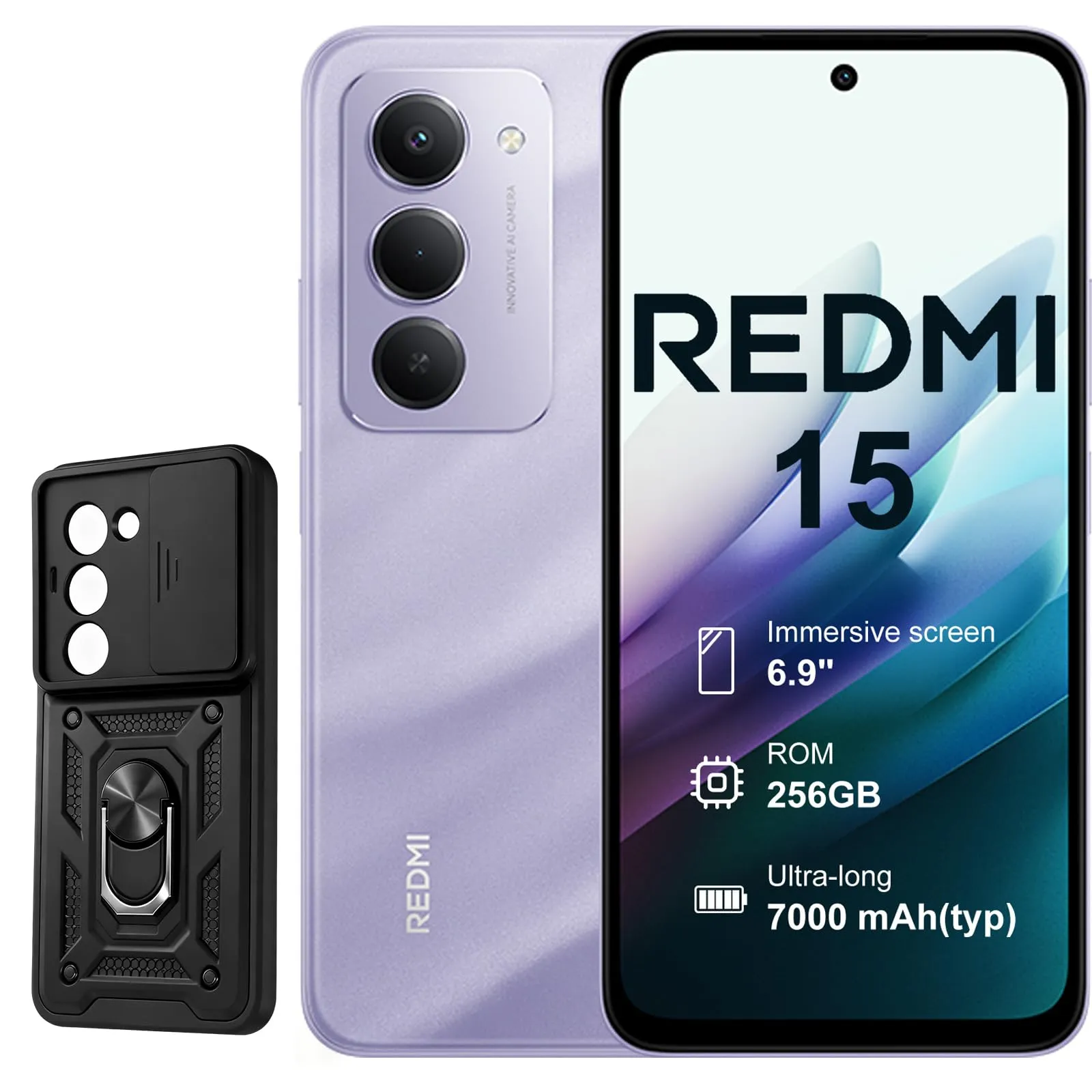 XIAOMI Redmi 15 4G Smartphone | 8GB+256GB | Batteria 7000mAh | Display 6.9" FHD+ 144Hz | Snapdragon 685 4G | Fotocamera 50MP | Ricarica rapida da 33 W | Viola