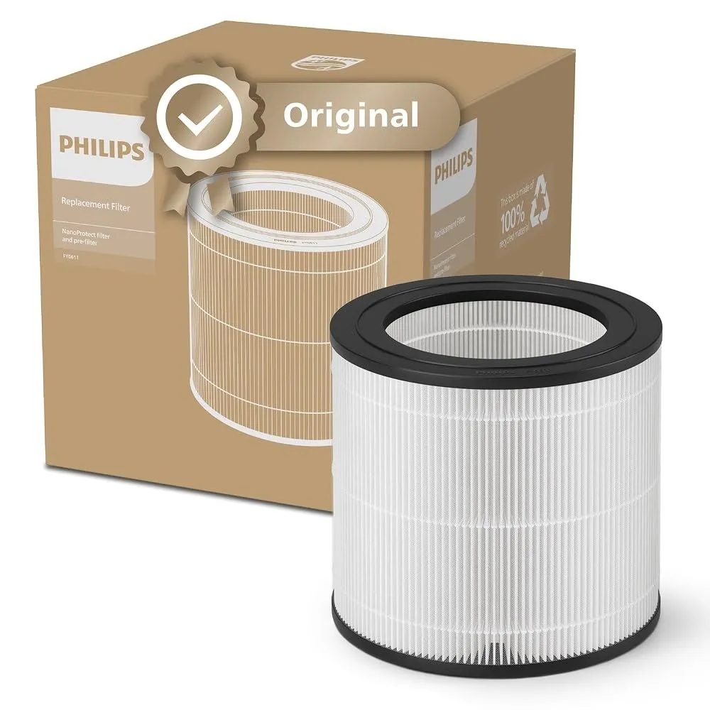 Philips Filtro di Ricambio Originale per Purificatore d'Aria Serie 600 AC0650, AC0651, HEPA NanoProtect, Durata 12 Mesi (FY0611/30)