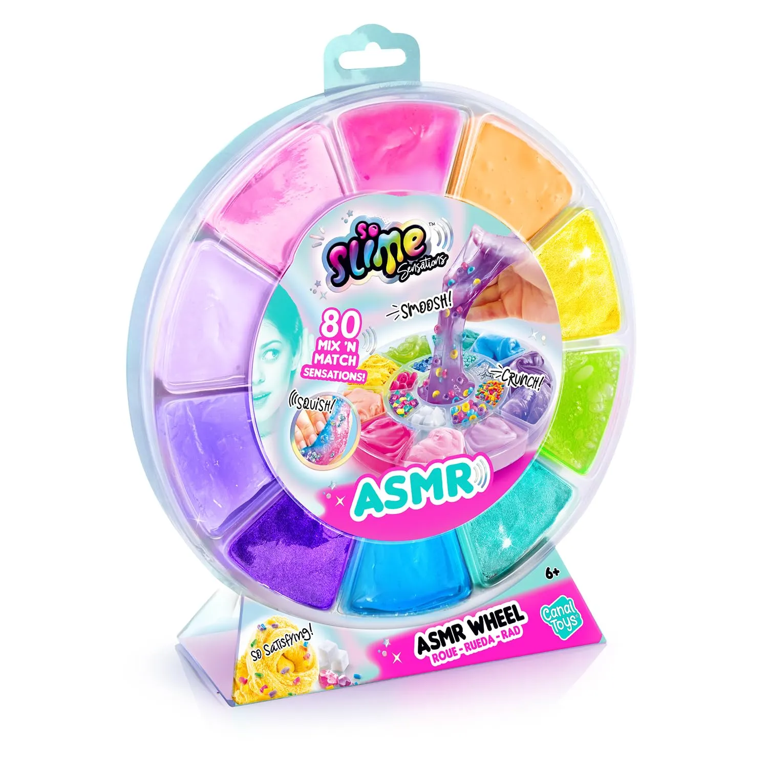 Canal Toys - So Slime - Ruota ASMR - 10 Texture + 8 Decorazioni = 80 Sensazioni Mix'n'Match - Kit Sensoriale Rilassante - Attività creative Bambini 6 Anni in su - Dimensioni L26×P7×H26,8 cm - SSB 009