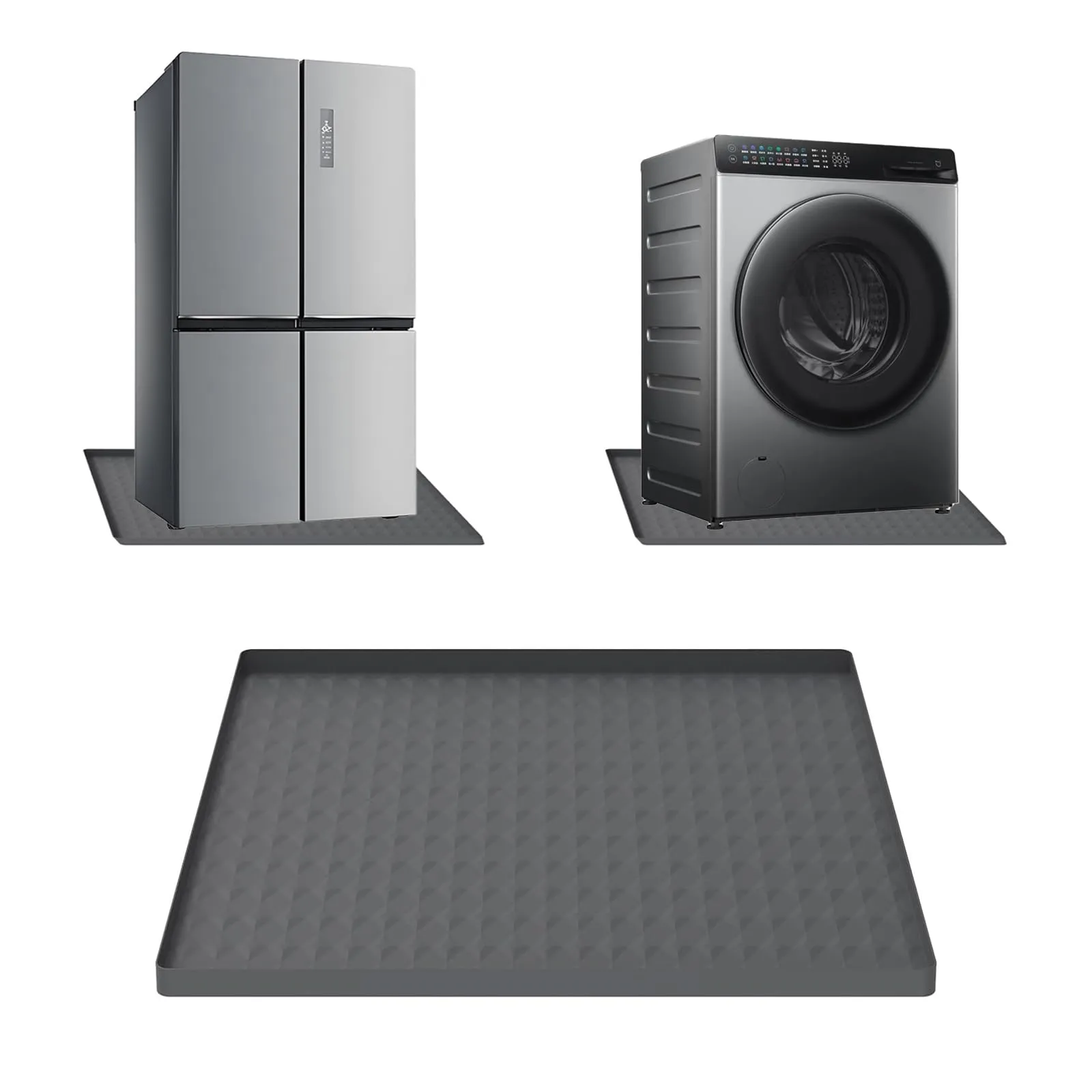 lisetar Mini tappetino in silicone per frigorifero, 60 x 60 cm, protezione per pavimenti con bordi rialzati da 2,2 cm, vassoio antigoccia per lavatrice e congelatore, vaschetta per essiccatore,