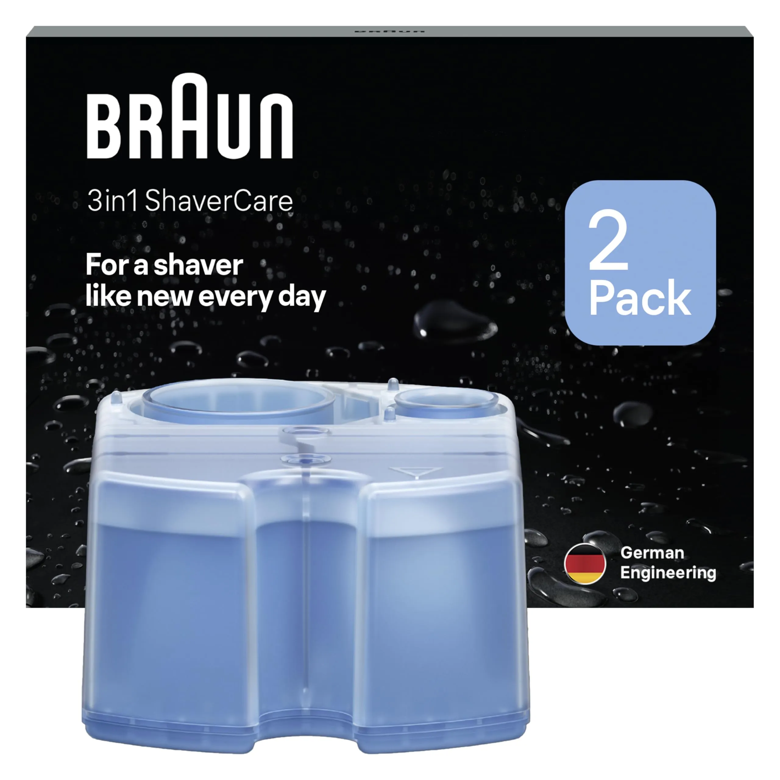 Braun Clean&Charge Rasoio Elettrico Barba Cartucce Di Ricarica, Compatibili Con Tutte Le Stazioni Braun SmartCare E Clean&Charge CCR2 2 Confezioni
