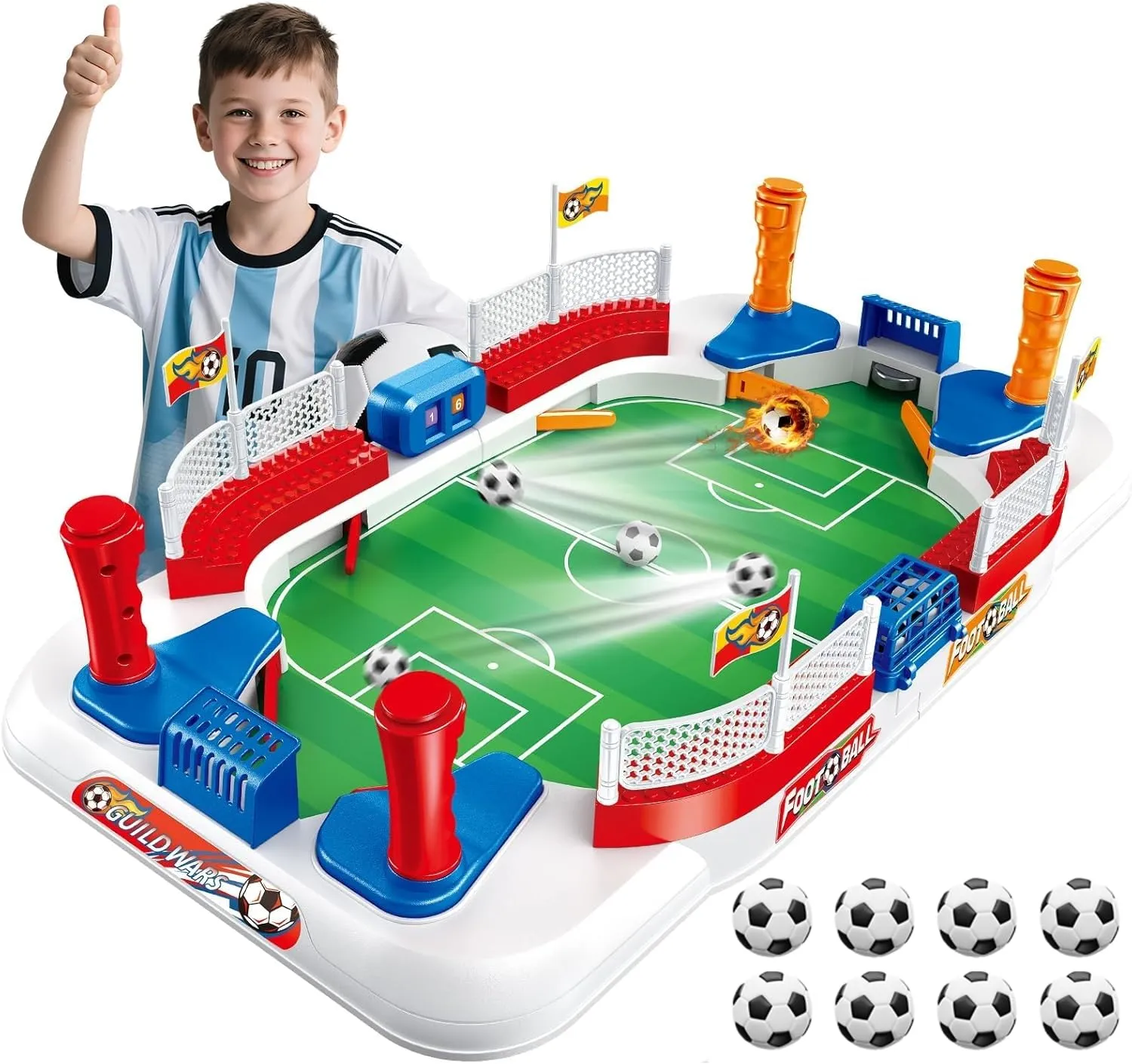 Biliardino per Bambini – Mini Calcio Balilla 55x31cm con Campanello & Segnapunti, Giochi Bambino 4 5 6 7 8 9 10Anni, Regalo Bambino 4-10 Anni Maschio Natale & Compleanno