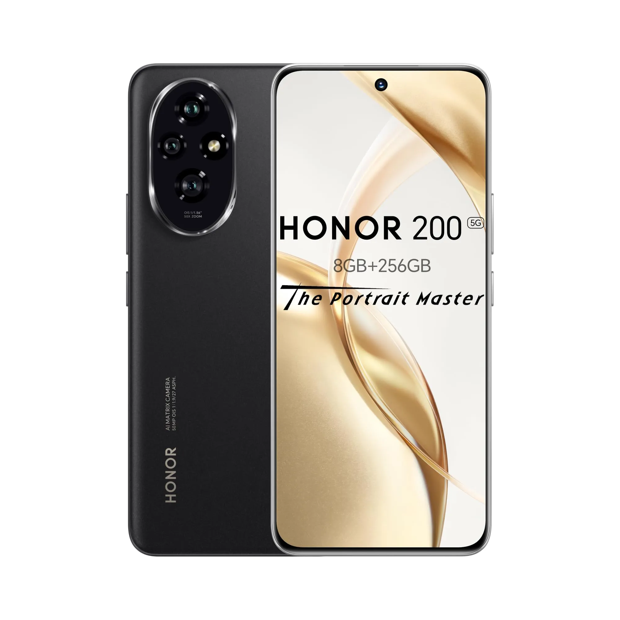 HONOR 200 Smartphone, telefono 5G, 8GB RAM 256GB6,7", ricarica rapida da 5.200 mAh a 100 W, tripla fotocamera principale da 50 MP, ultrasottile da 7,7 mm, schermo con protezione degli occhi,Black