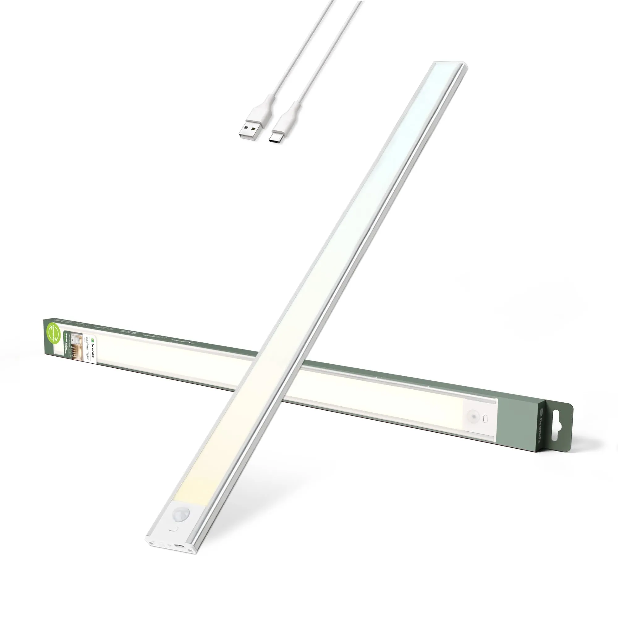 Brendz LED Sottopensile Cucina, Luce Ricaricabile, 60cm, USB-C, 4400mAh, 3 Temperature di Colore, Dimmerabili, Magnetica, Luci LED Cucina Sottopensile Senza Fili, Puyo Argento