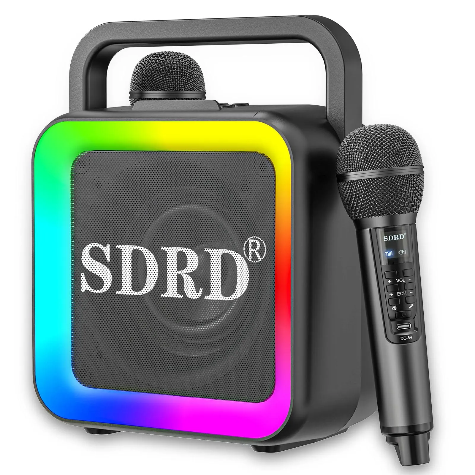 Macchina per karaoke con due microfoni wireless, altoparlante Bluetooth portatile per adulti e bambini, sistema PA ricaricabile per feste a casa, matrimoni, chiesa, picnic, supporto AUX/USB/TF/OTG